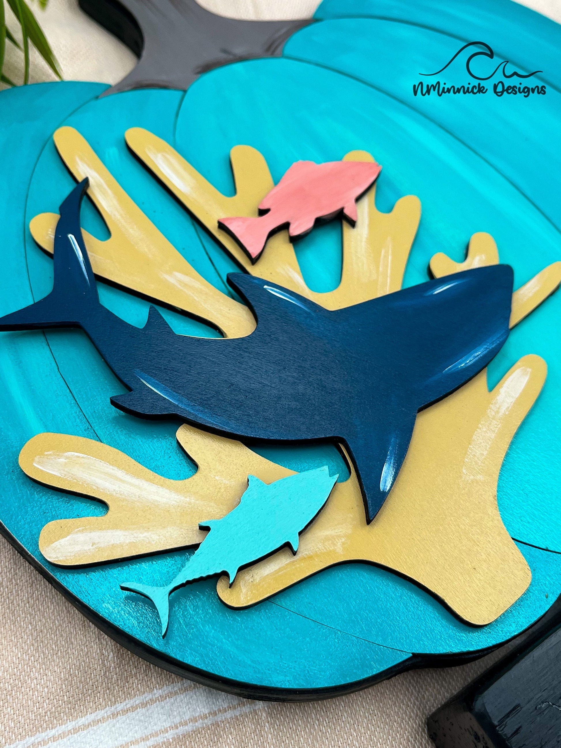 Coastal Pumpkin Fall Table Decor - Shark