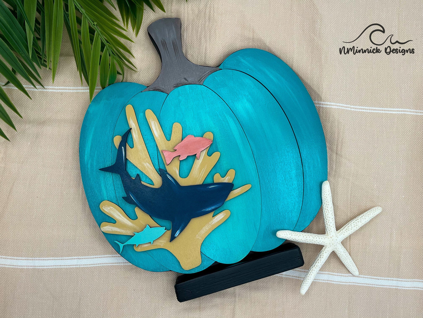 Coastal Pumpkin Fall Table Decor - Shark