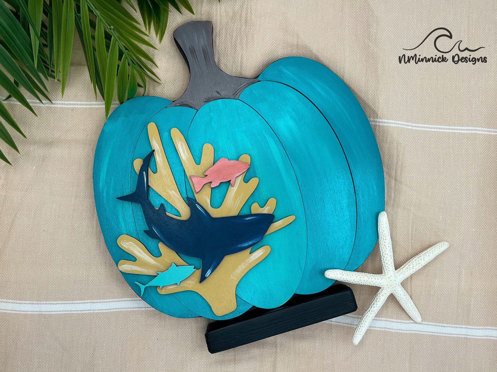 Coastal Pumpkin Fall Table Decor - Shark
