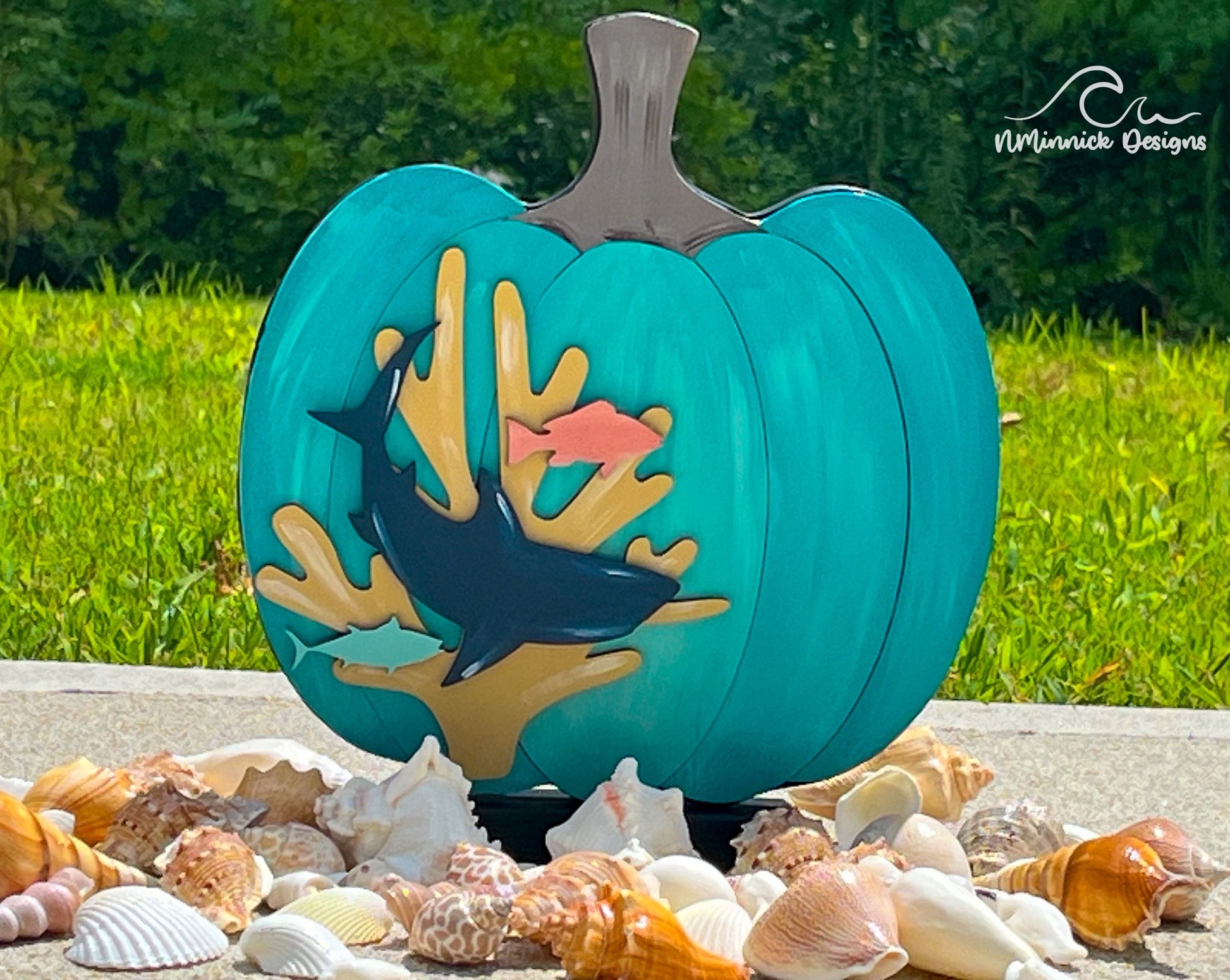 Coastal Pumpkin Fall Table Decor - Shark