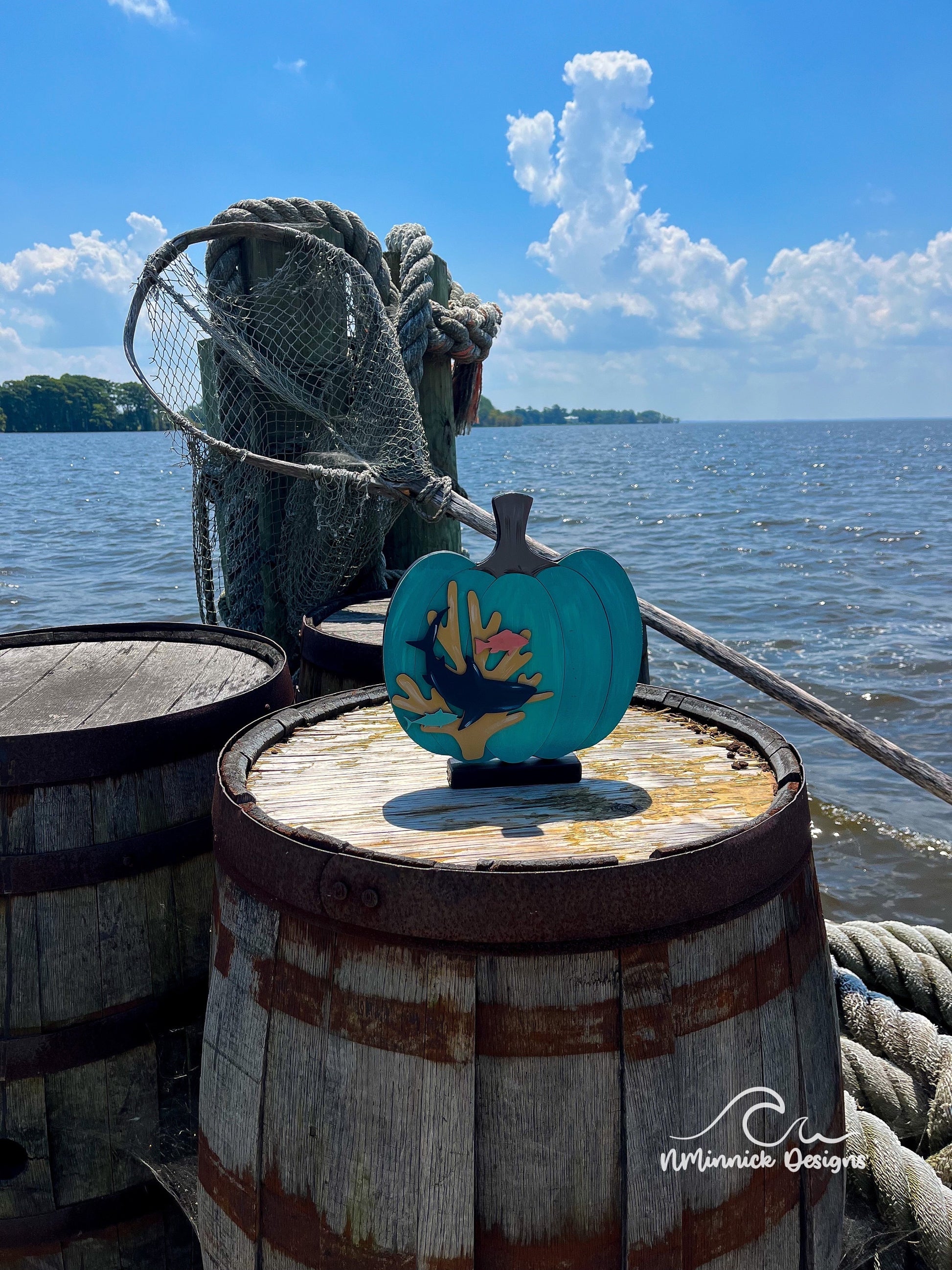 Coastal Pumpkin Fall Table Decor - Shark