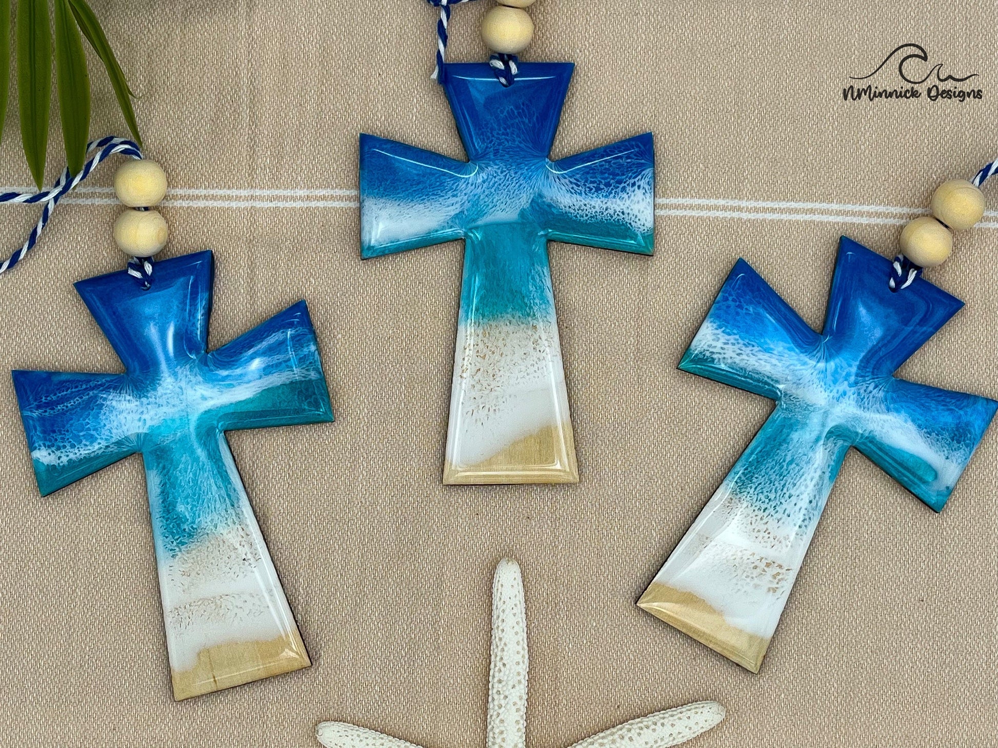 Beach Cross Christmas Ornament