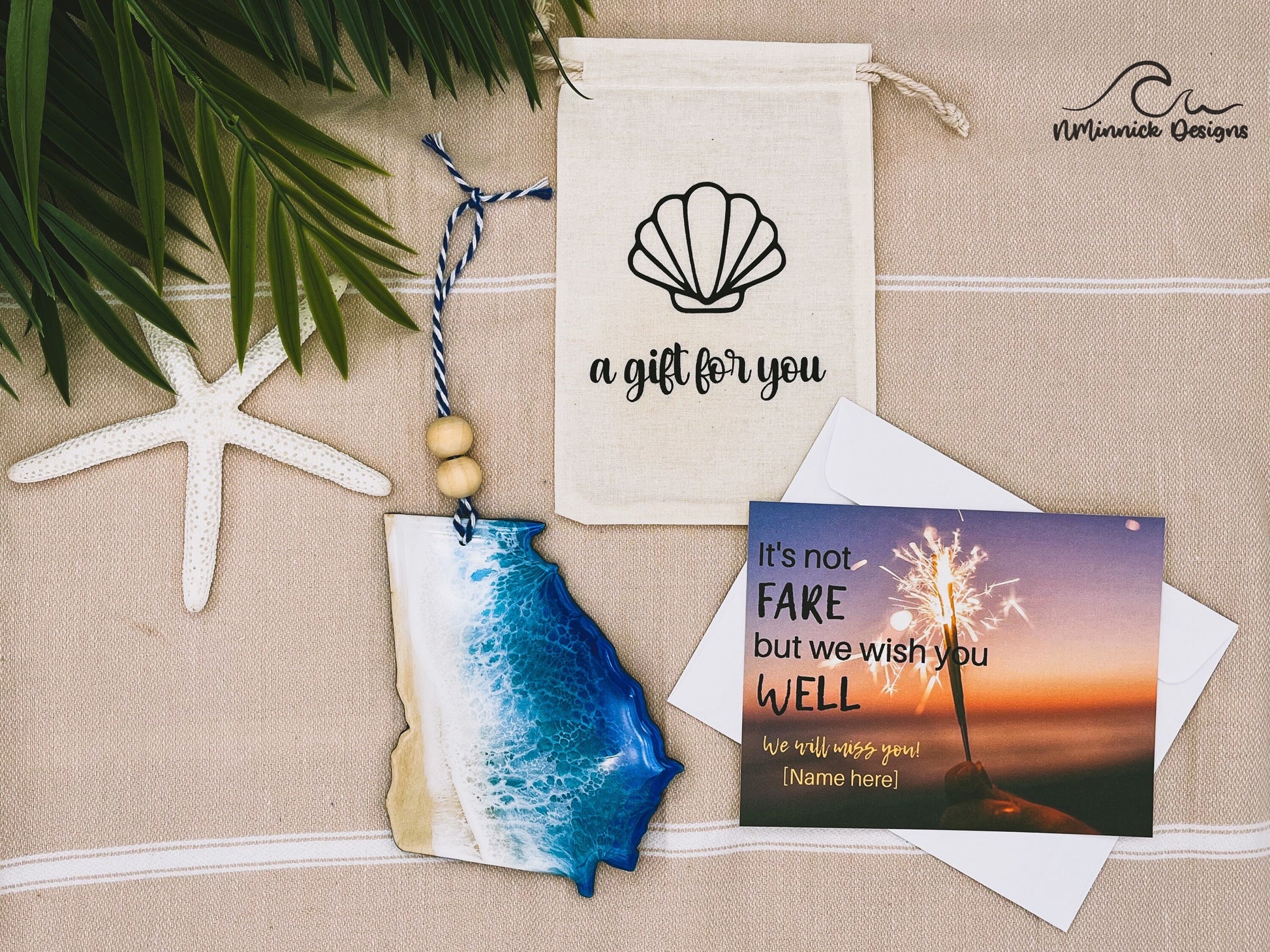 Georgia Ocean Ornament Gift Box with Keepsake Ornament Gift Bag and Custom Card