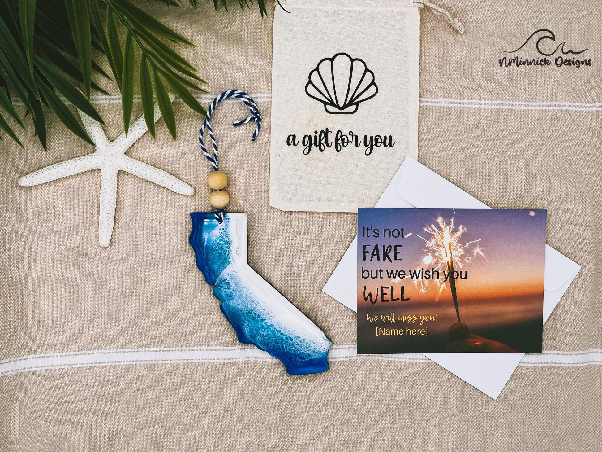 California Ornament Gift Box with Keepsake Ornament Gift Bag and Custom Card