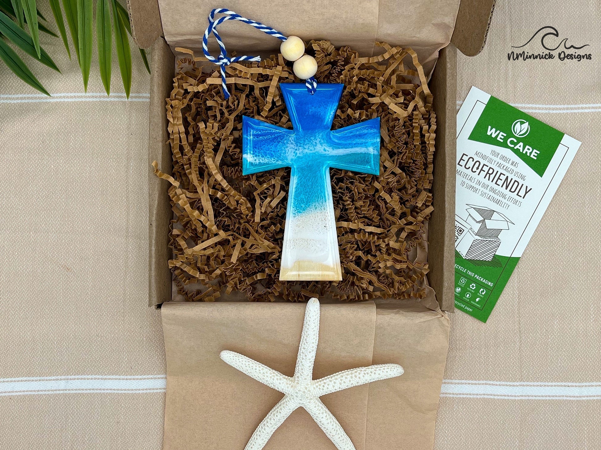 Beach Cross Christmas Ornament