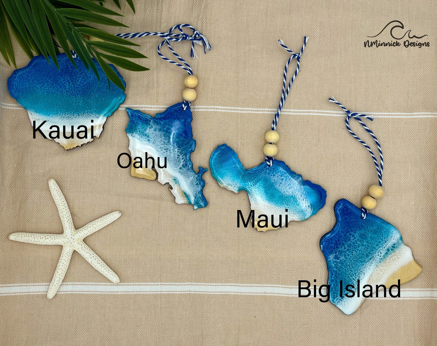 Hawaii Beach Ornaments - Hawaii, Maui, Oahu, Kauai