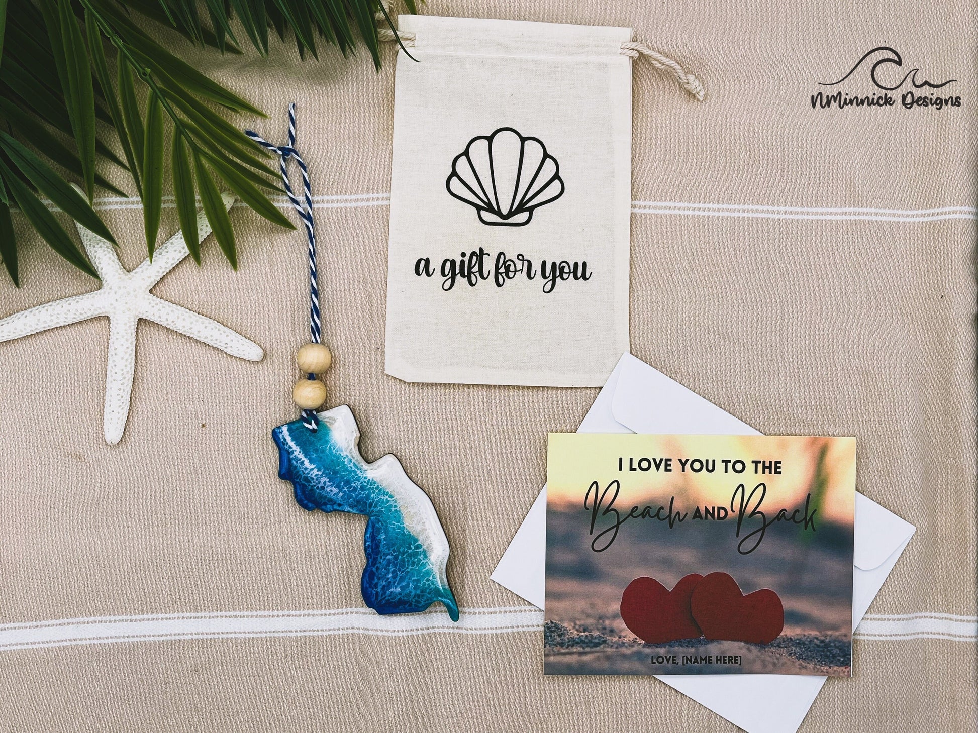 New Jersey Beach Ornament Gift Box with Keepsake Gift Bag and Custom Card
