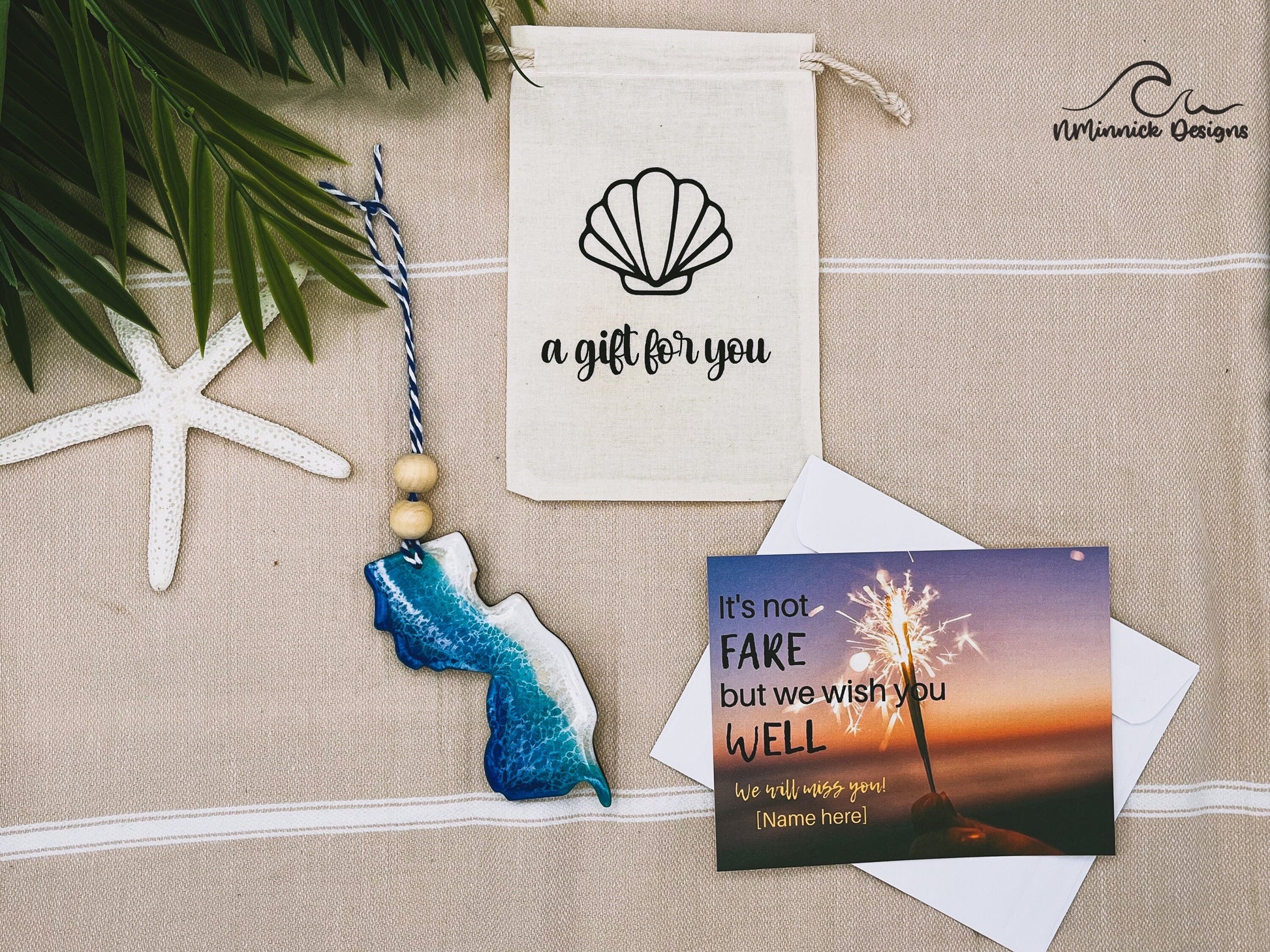 New Jersey Beach Ornament Gift Box with Keepsake Gift Bag and Custom Card