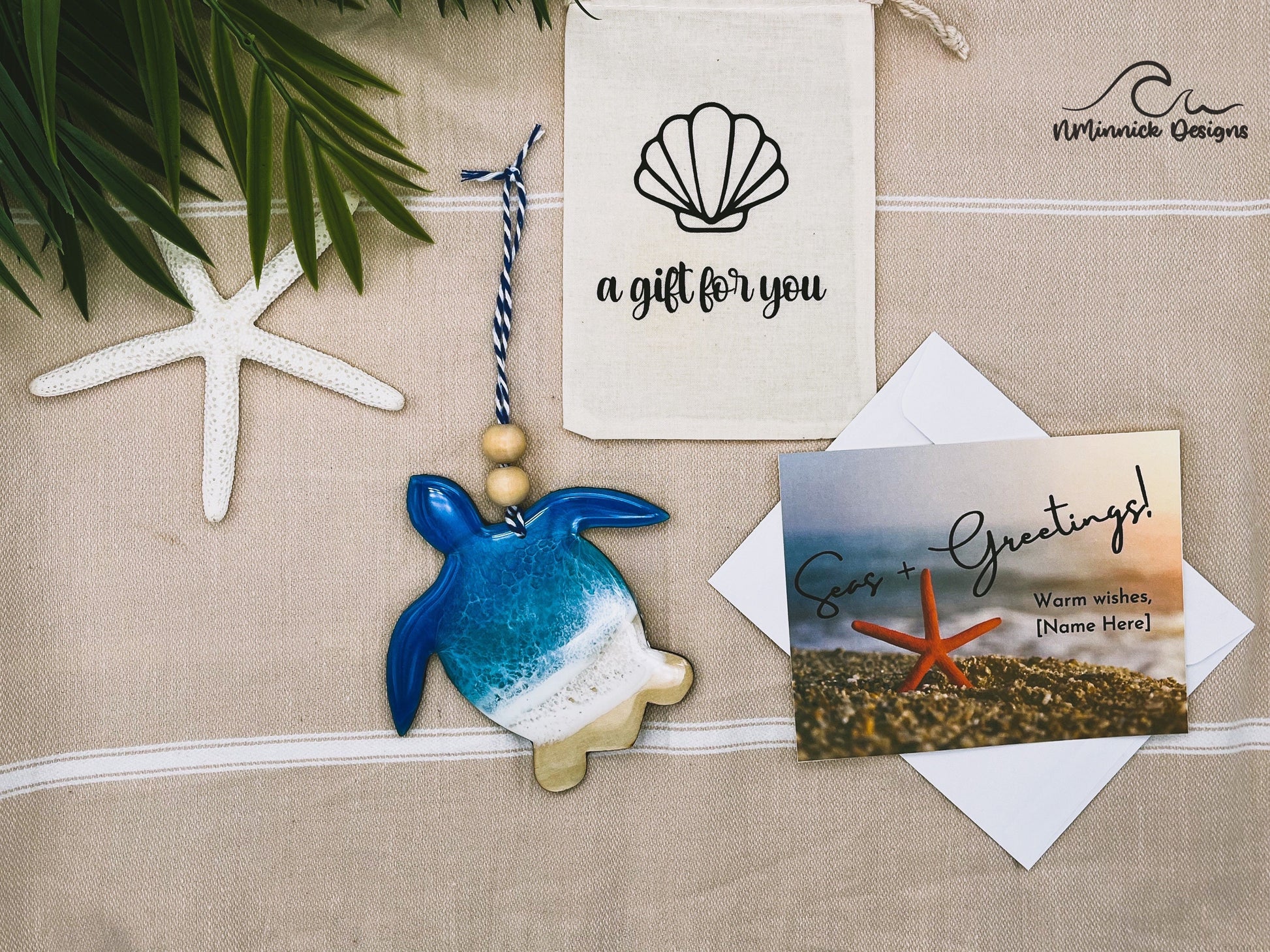 Sea Turtle Ornament Gift Box with Keepsake Gift Bag and Custom Card
