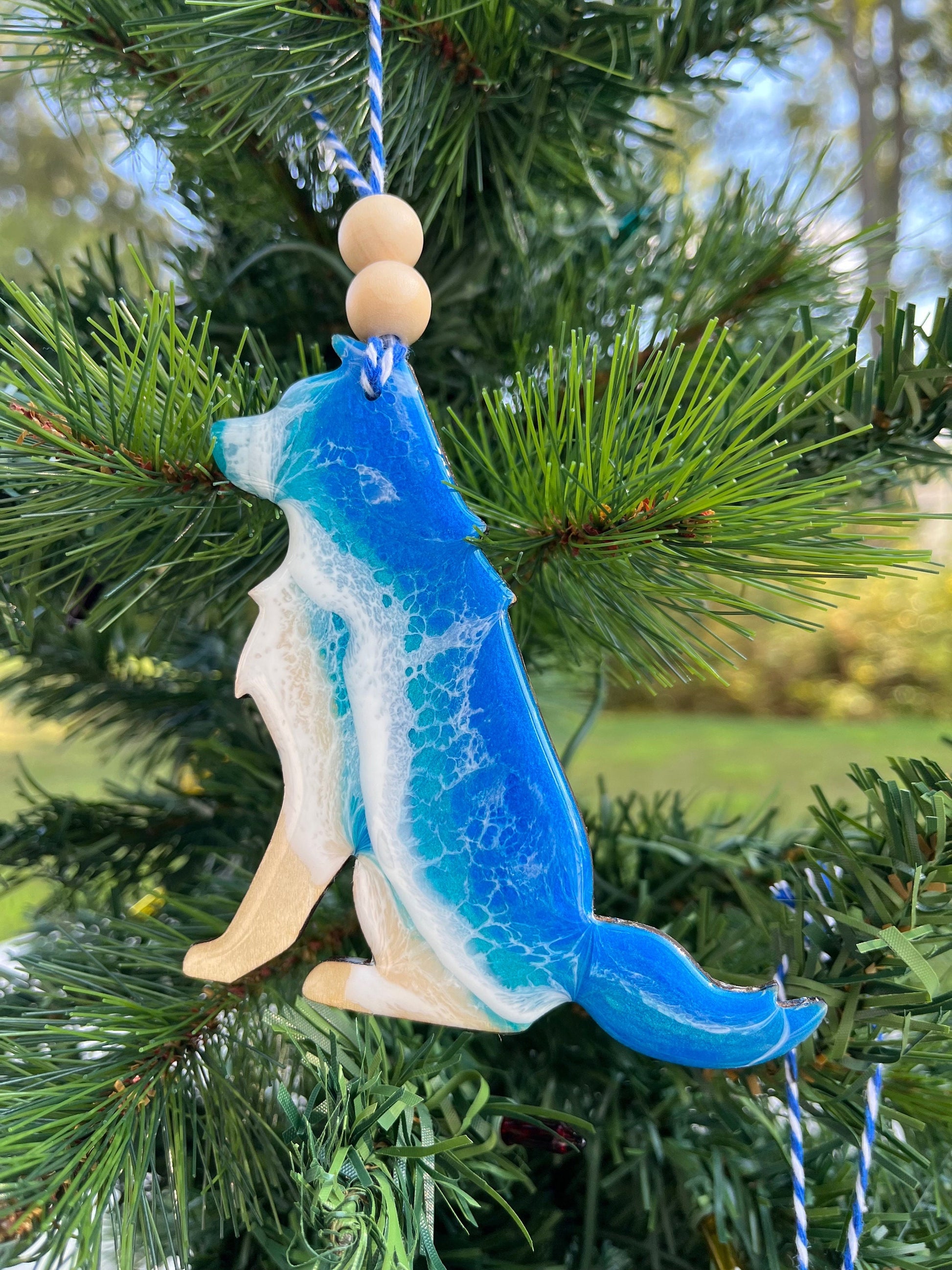 Beach Dog Christmas Ornament - Pet Memorial Ornament