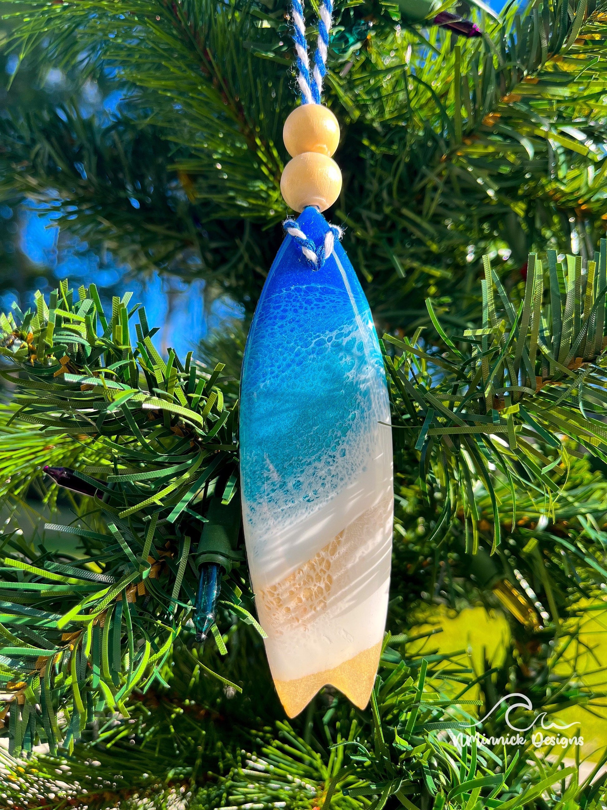 Surfboard Ornament Gift Box with Keepsake Gift Bag and Custom Card