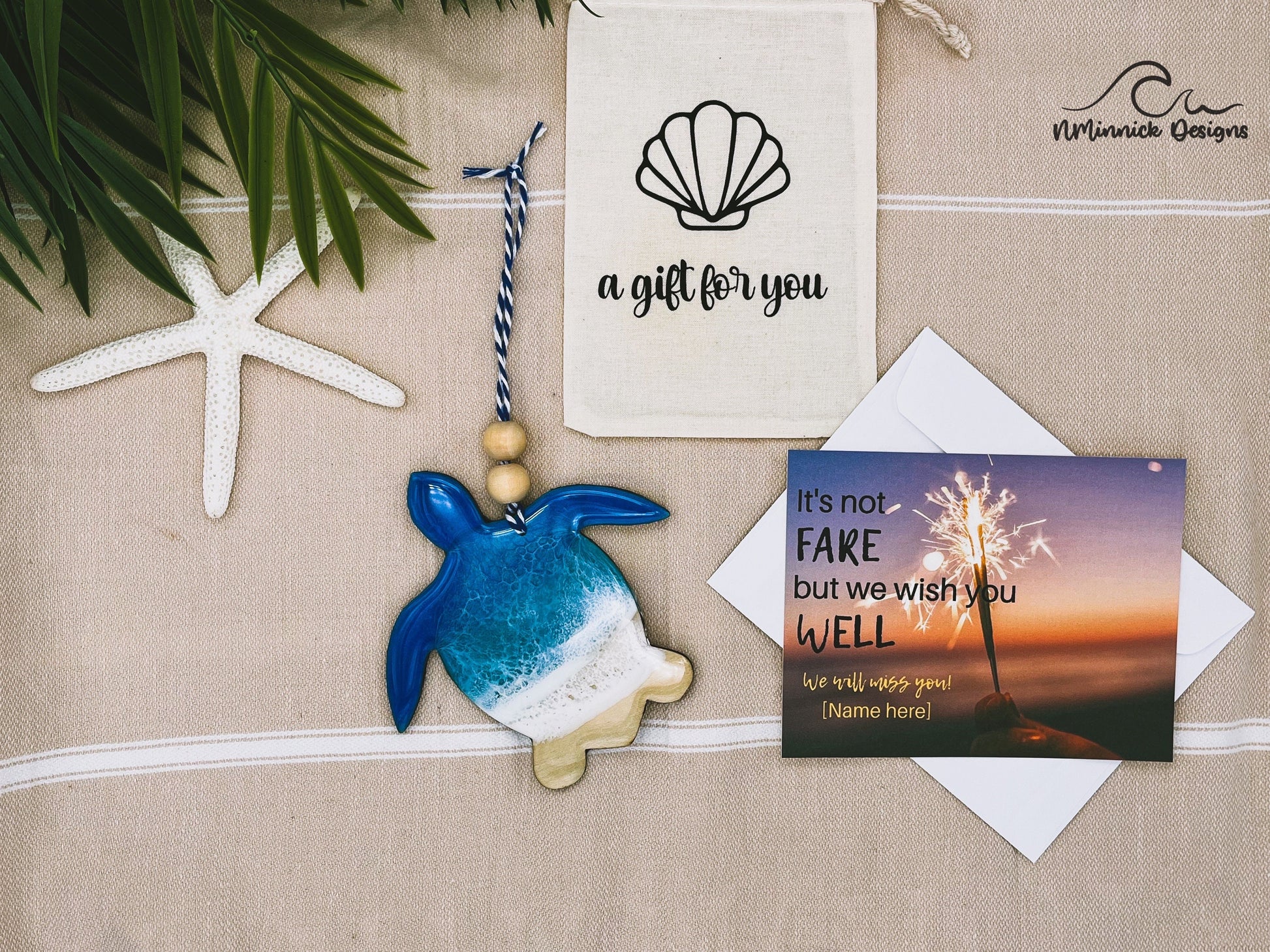 Sea Turtle Ornament Gift Box with Keepsake Gift Bag and Custom Card