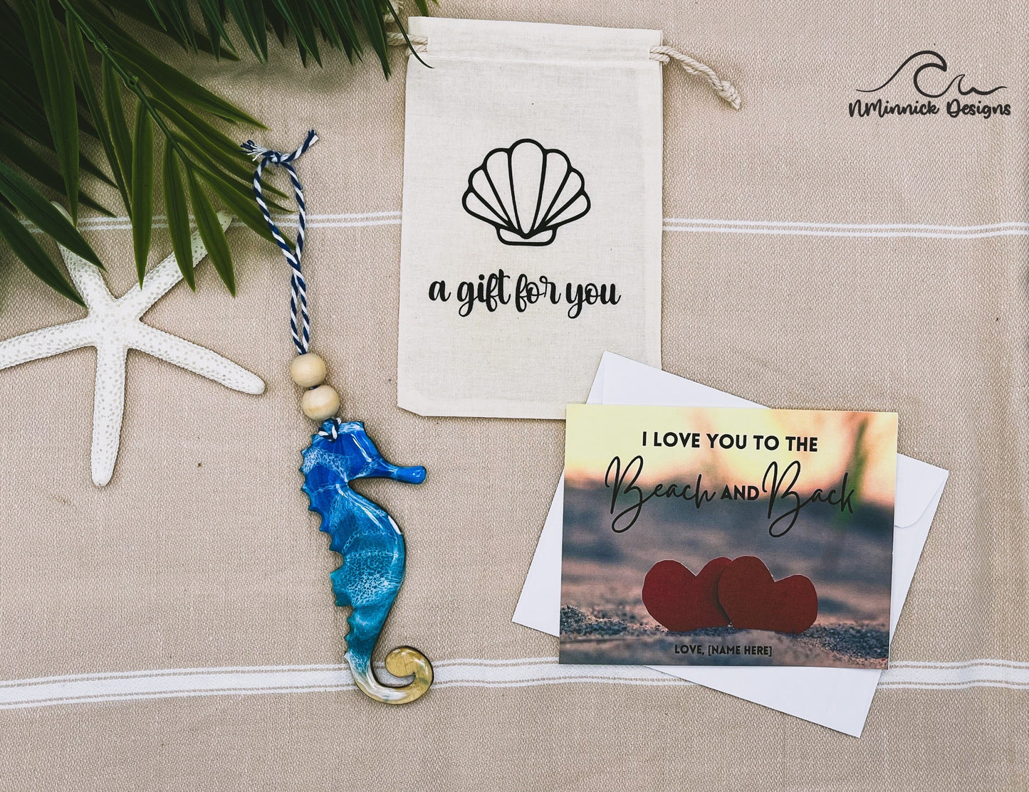 Seahorse Ornament Gift Box with Keepsake Gift Bag and Custom Card