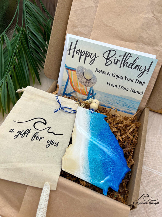 Georgia Ocean Ornament Gift Box with Keepsake Ornament Gift Bag and Custom Card