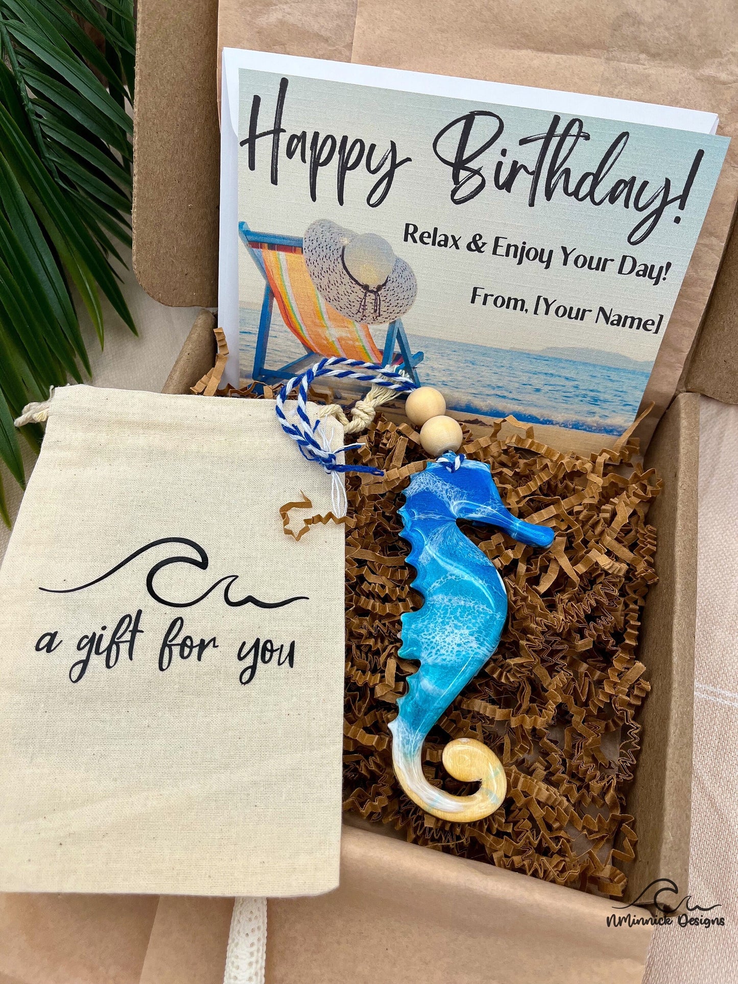 Seahorse Ornament Gift Box with Keepsake Gift Bag and Custom Card