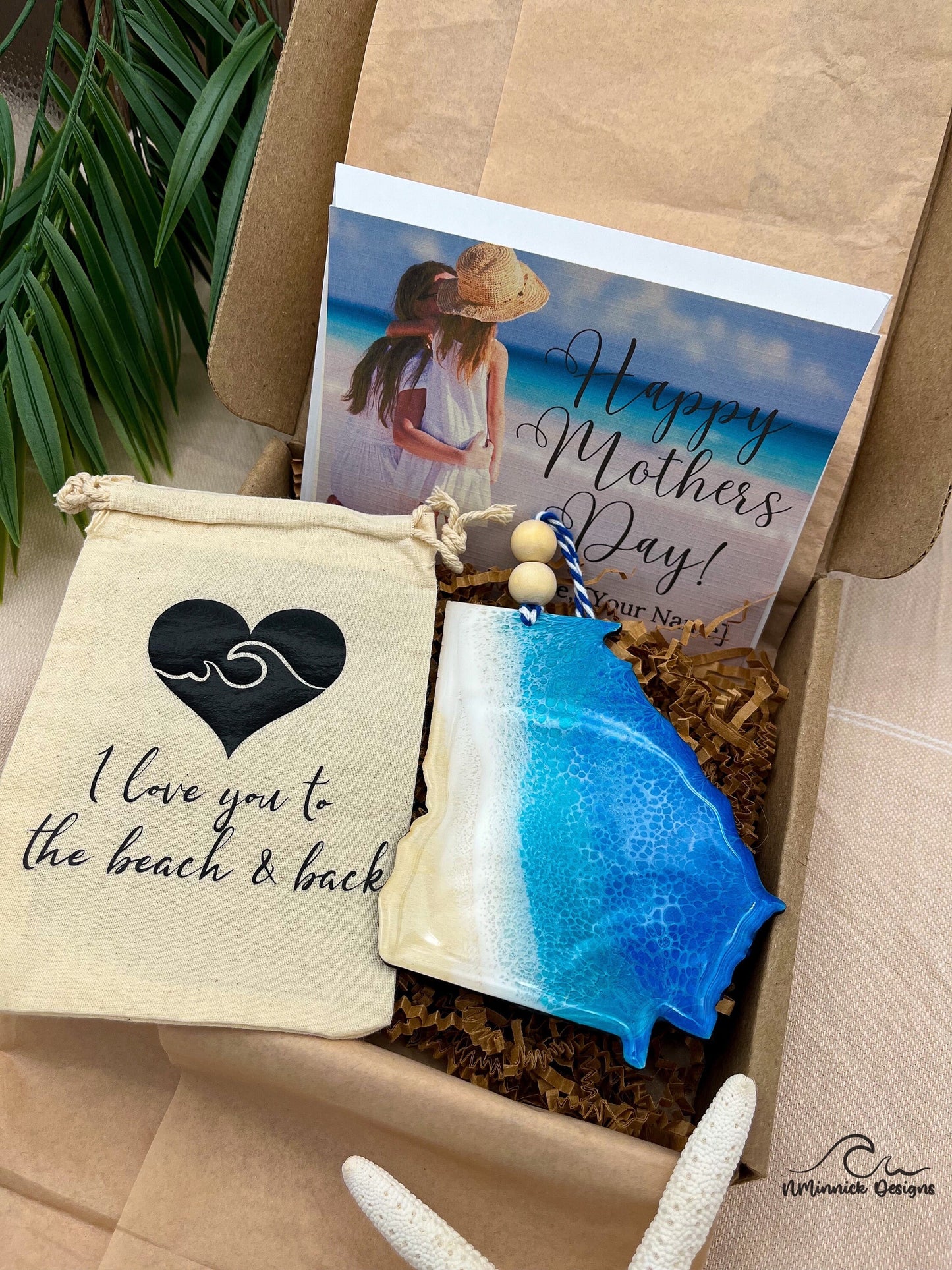 Georgia Ocean Ornament Gift Box with Keepsake Ornament Gift Bag and Custom Card