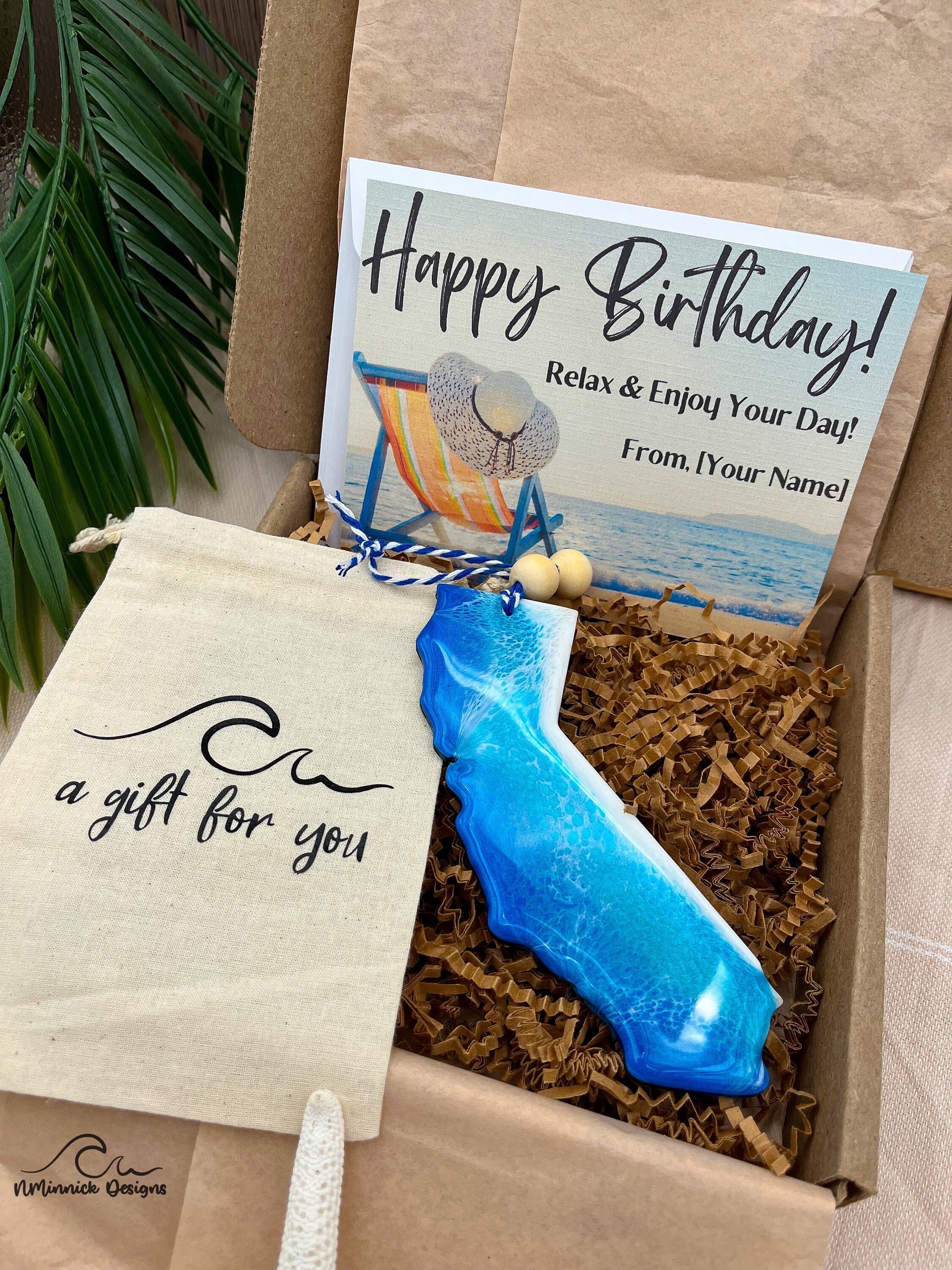 California Ornament Gift Box with Keepsake Ornament Gift Bag and Custom Card