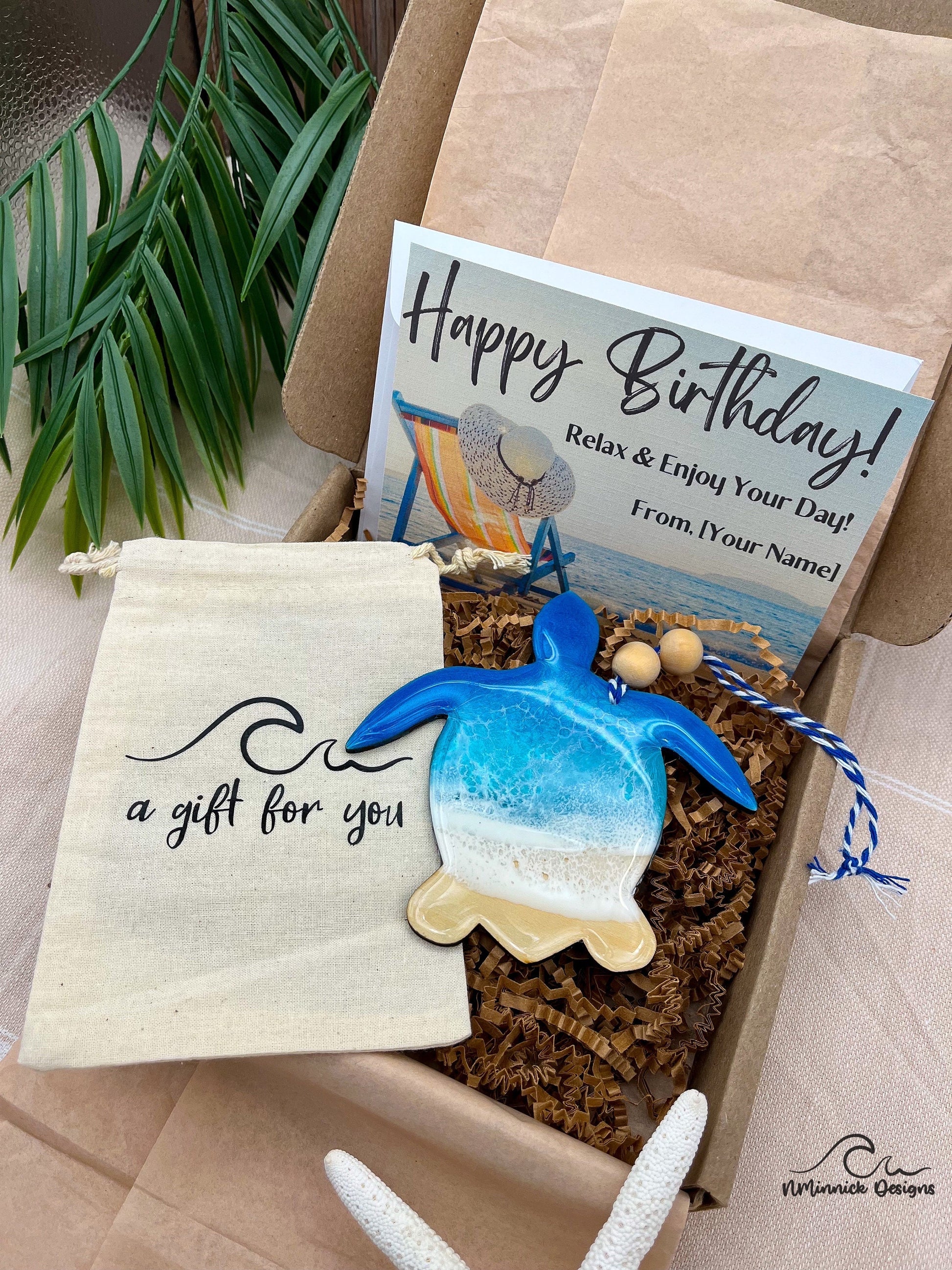 Sea Turtle Ornament Gift Box with Keepsake Gift Bag and Custom Card