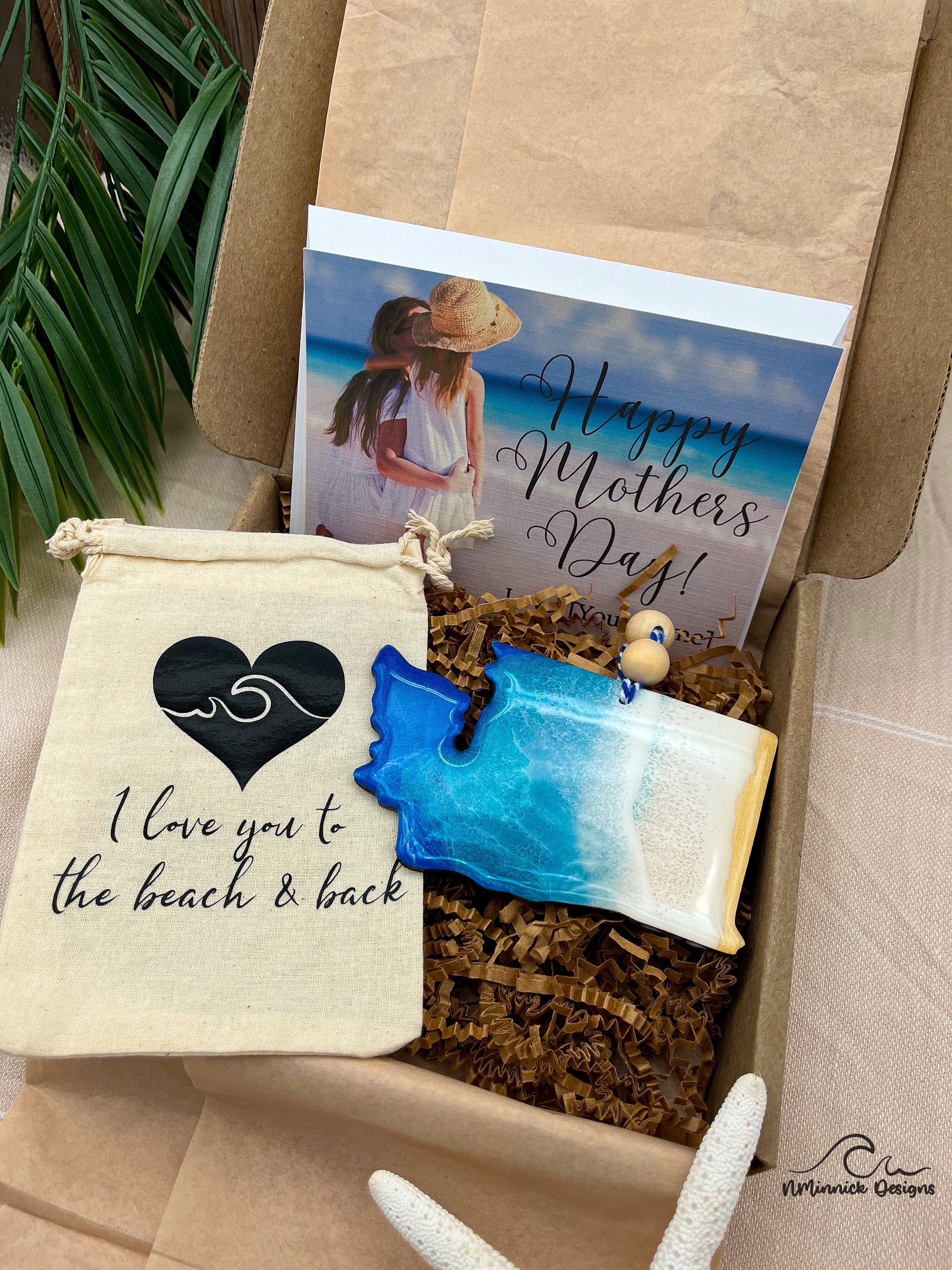 Washington Beach Ornament Gift Box with Keepsake Gift Bag and Custom Card