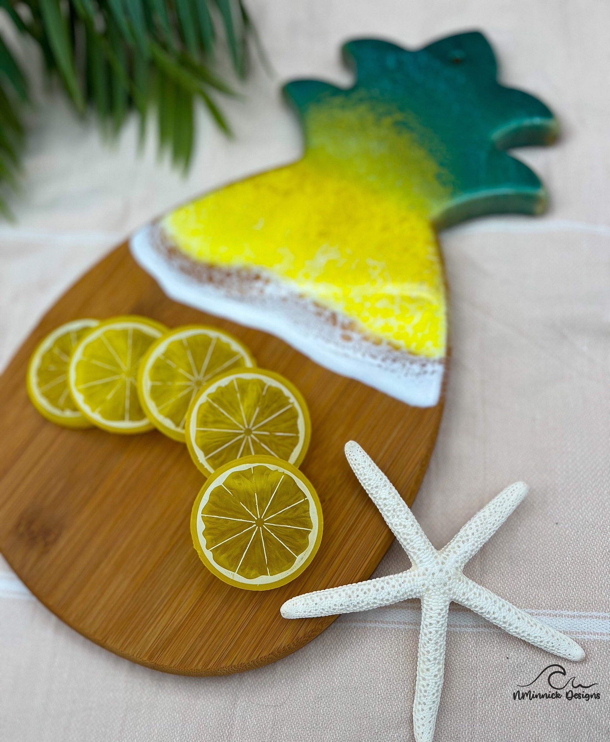 Pineapple Serving Board with Traditional Green and Yellow Pineapple Colors, Pineapple Decor, Pineapple Gifts, Tropical Decor