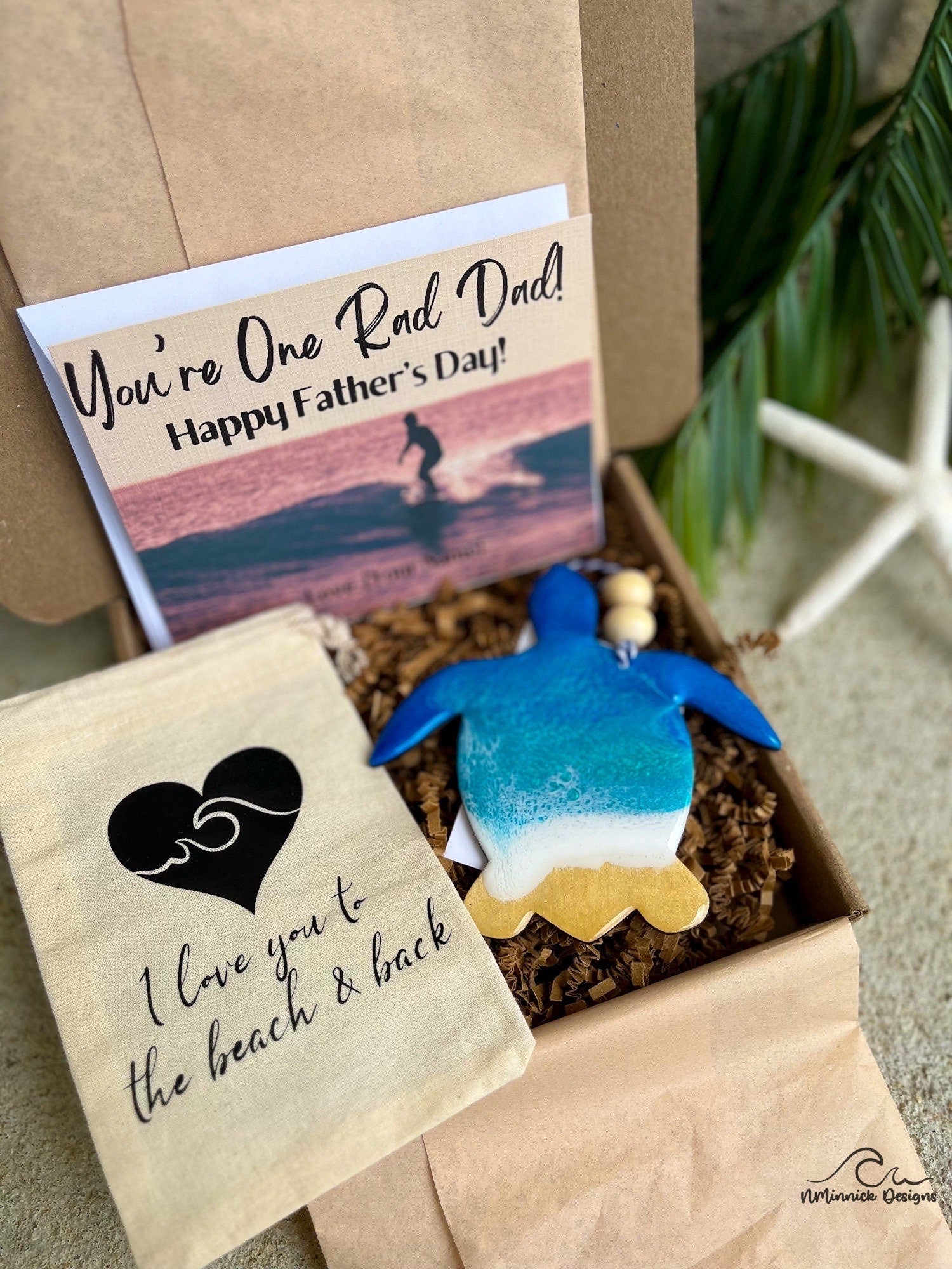 Sea Turtle Ornament Gift Box with Keepsake Gift Bag and Custom Card
