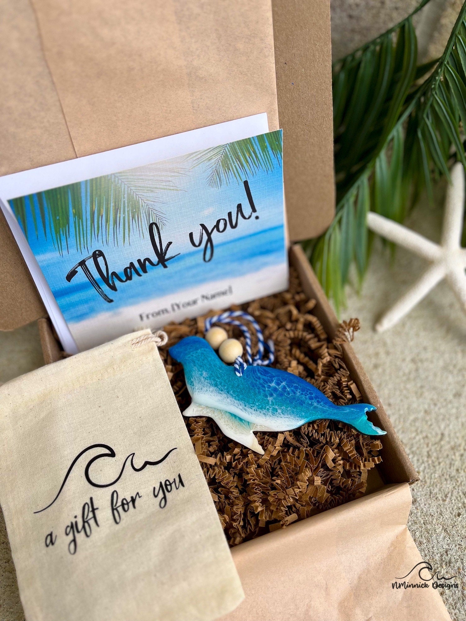 Seal Ornament Gift Box with Keepsake Gift Bag and Custom Card