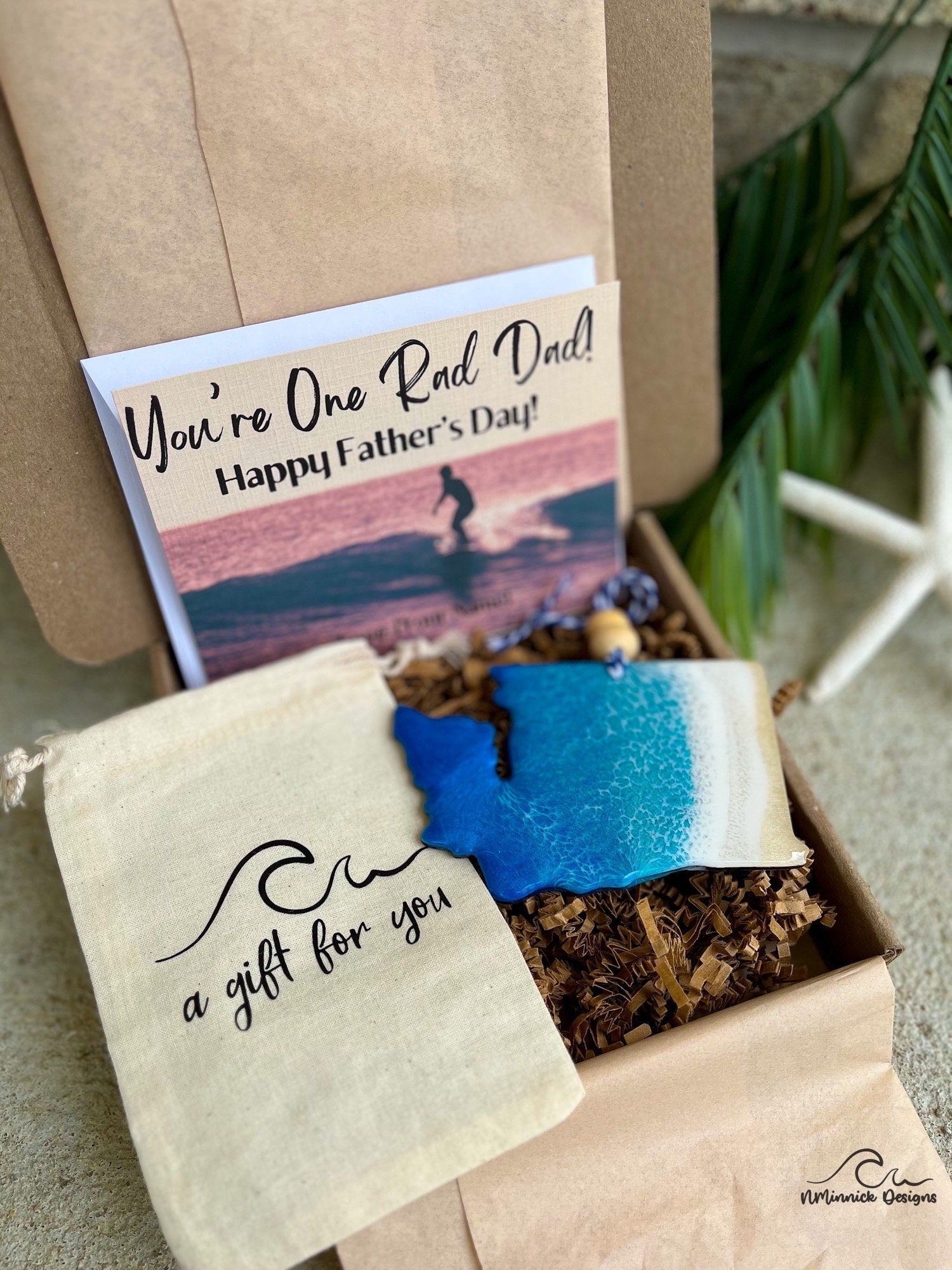 Washington Beach Ornament Gift Box with Keepsake Gift Bag and Custom Card
