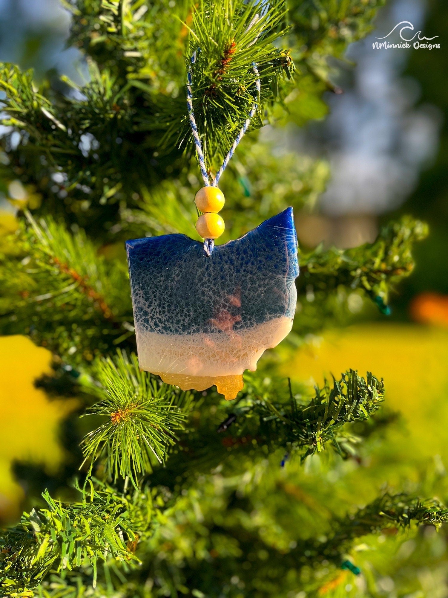 Ohio State Lake Resin Ornament, Handmade Christmas Ornaments, Wood and Resin, Lake House Decor, Lake Erie, Secret Santa Gift, Realtor Gifts