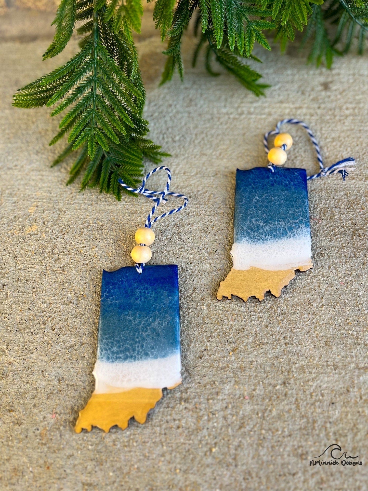 Indiana State Lake Resin Christmas Ornament