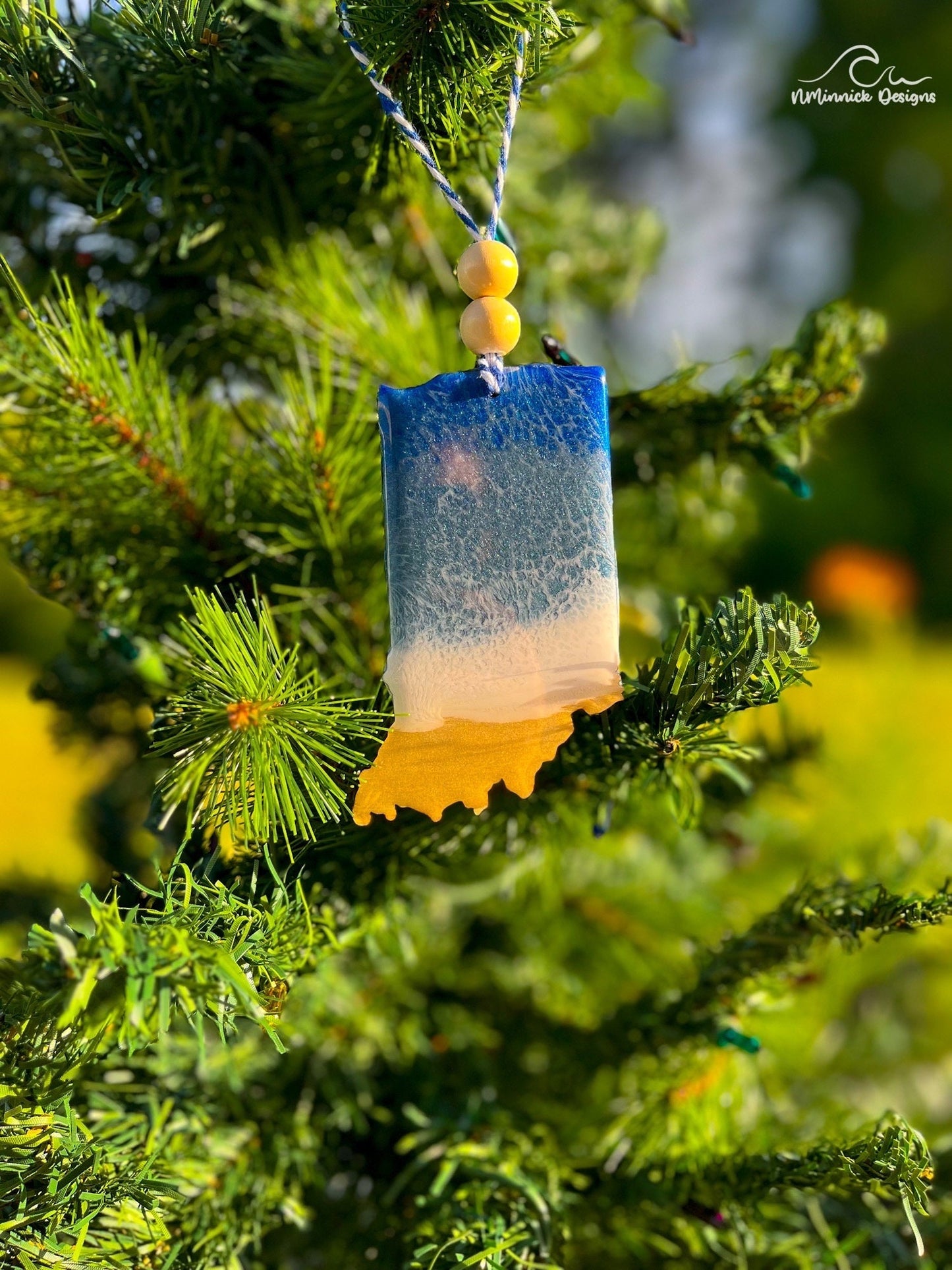 Indiana State Lake Resin Christmas Ornament
