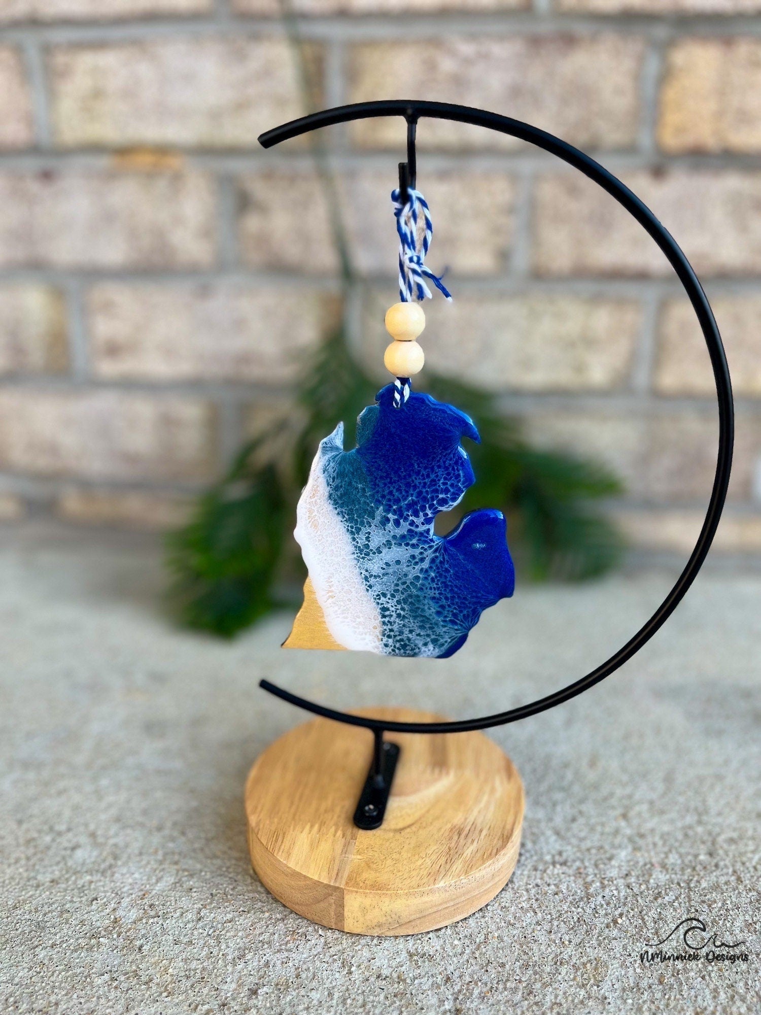 Michigan State Lake Resin Christmas Ornament