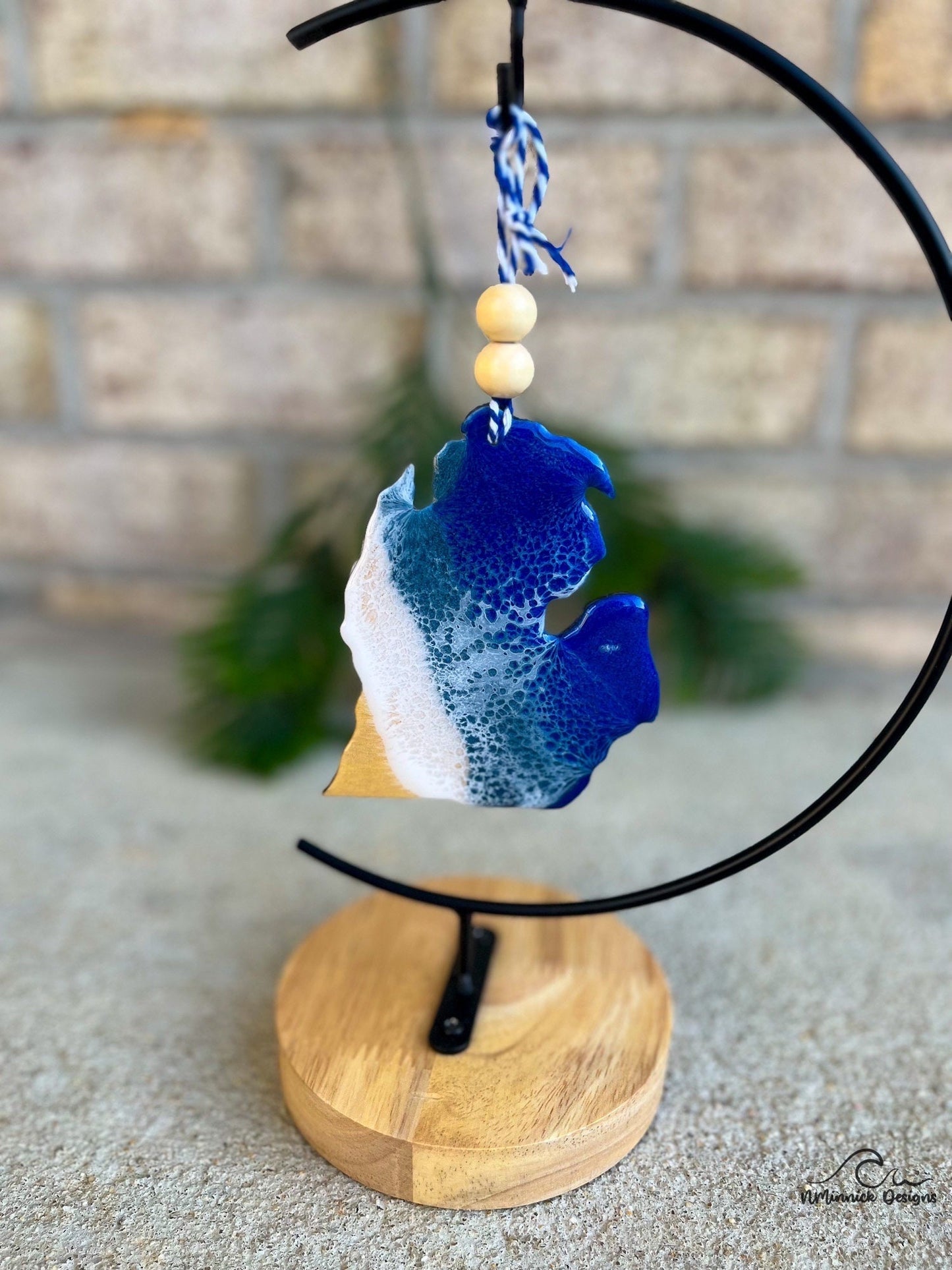 Michigan State Lake Resin Christmas Ornament