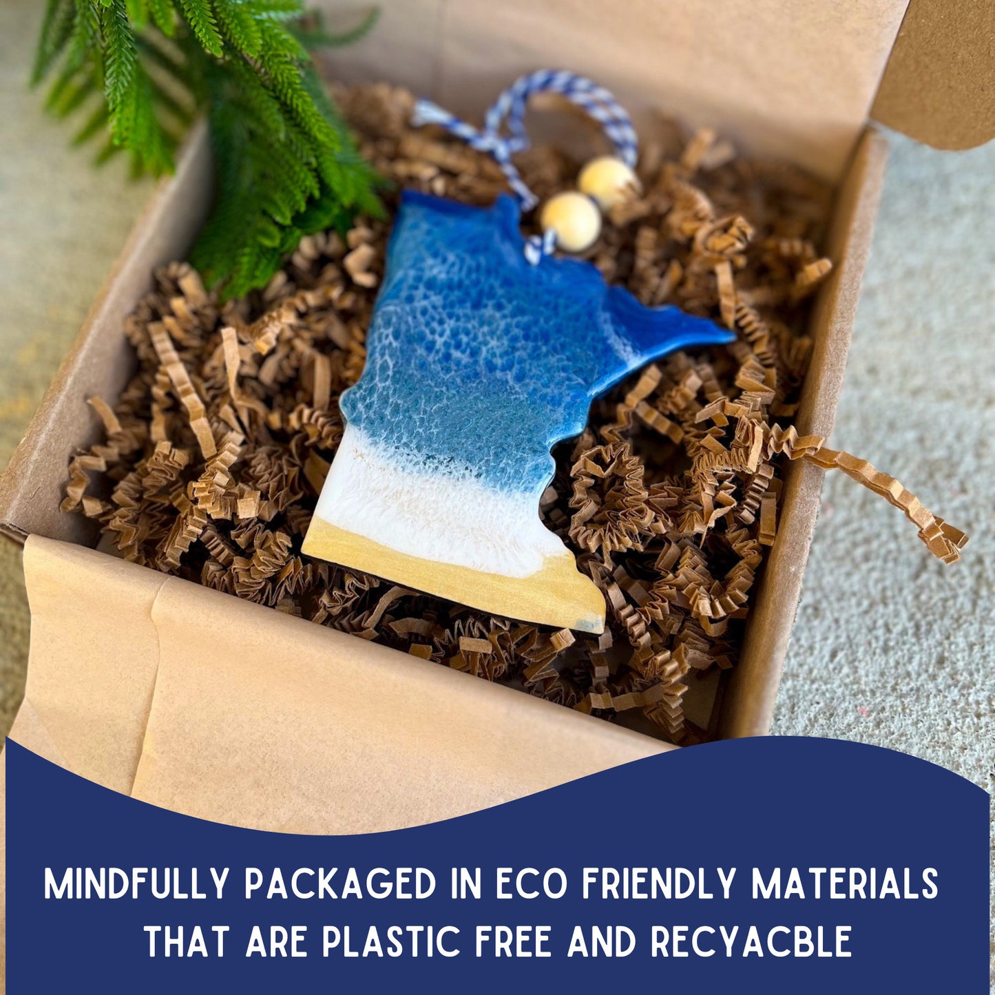 Minnesota State Lake Resin Christmas Ornament