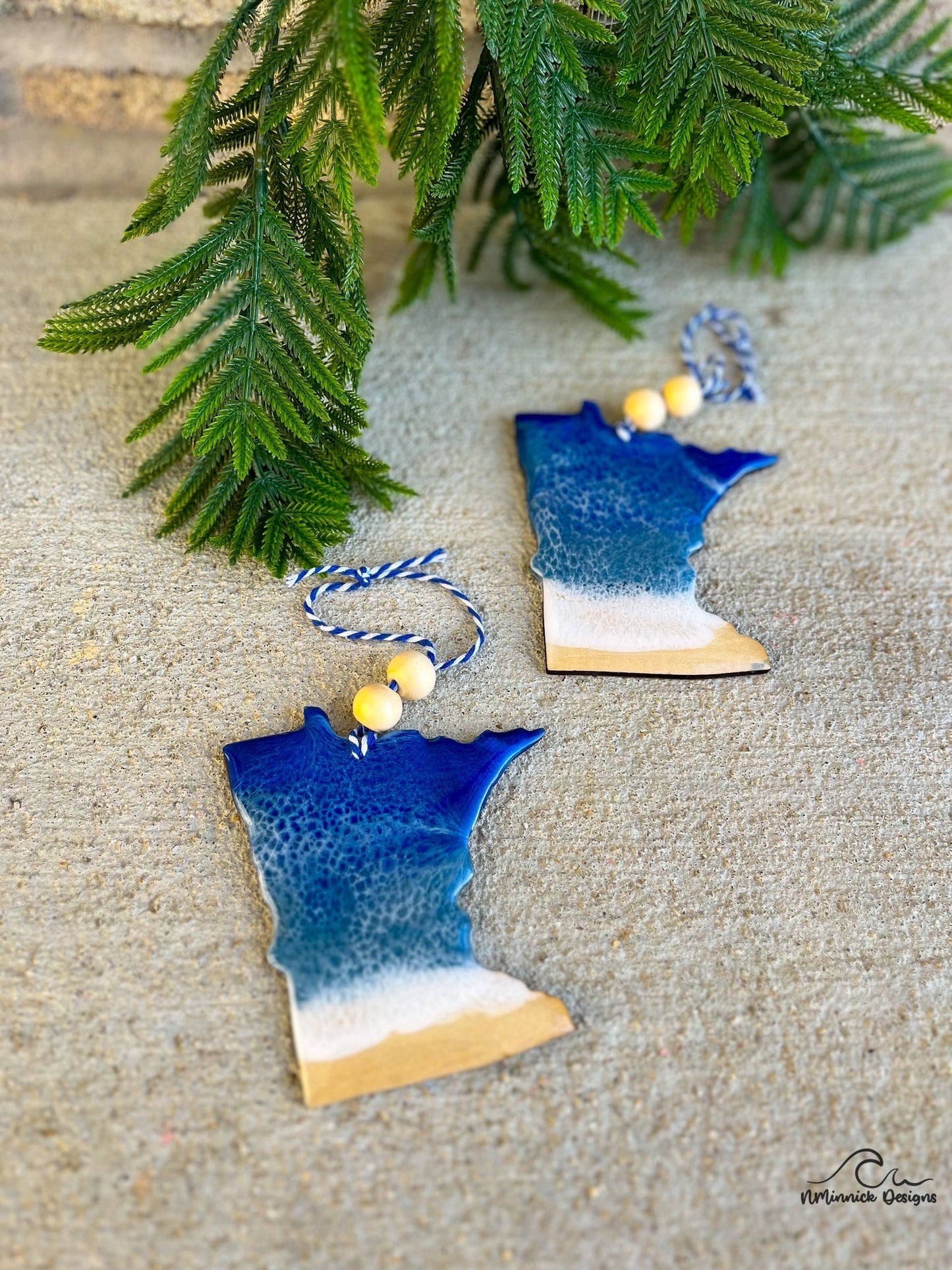 Minnesota State Lake Resin Christmas Ornament