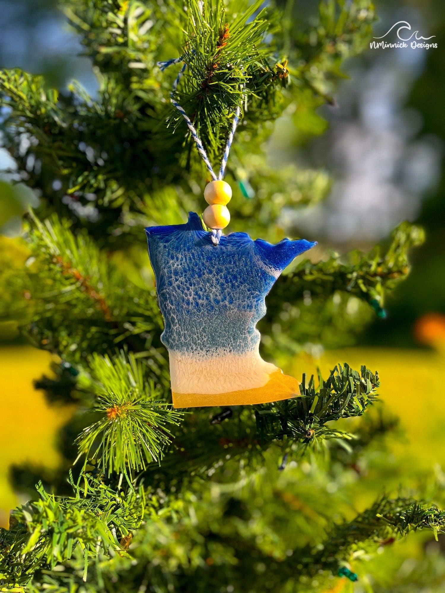 Minnesota State Lake Resin Christmas Ornament