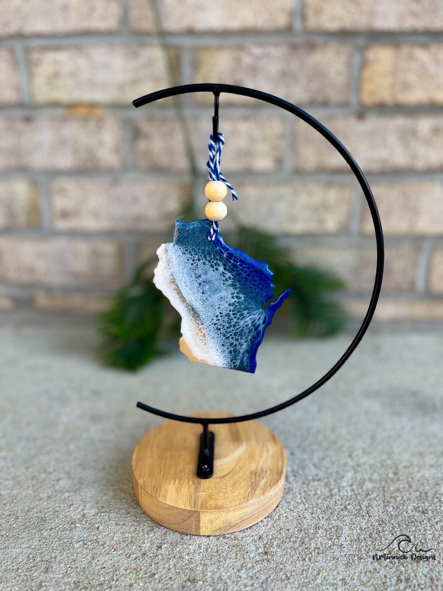 Wisconsin Lake Ornament, Wood and Resin, Handmade Gift, Lake Decor, Housewarming Gift, Christmas Ornament, Resin Art