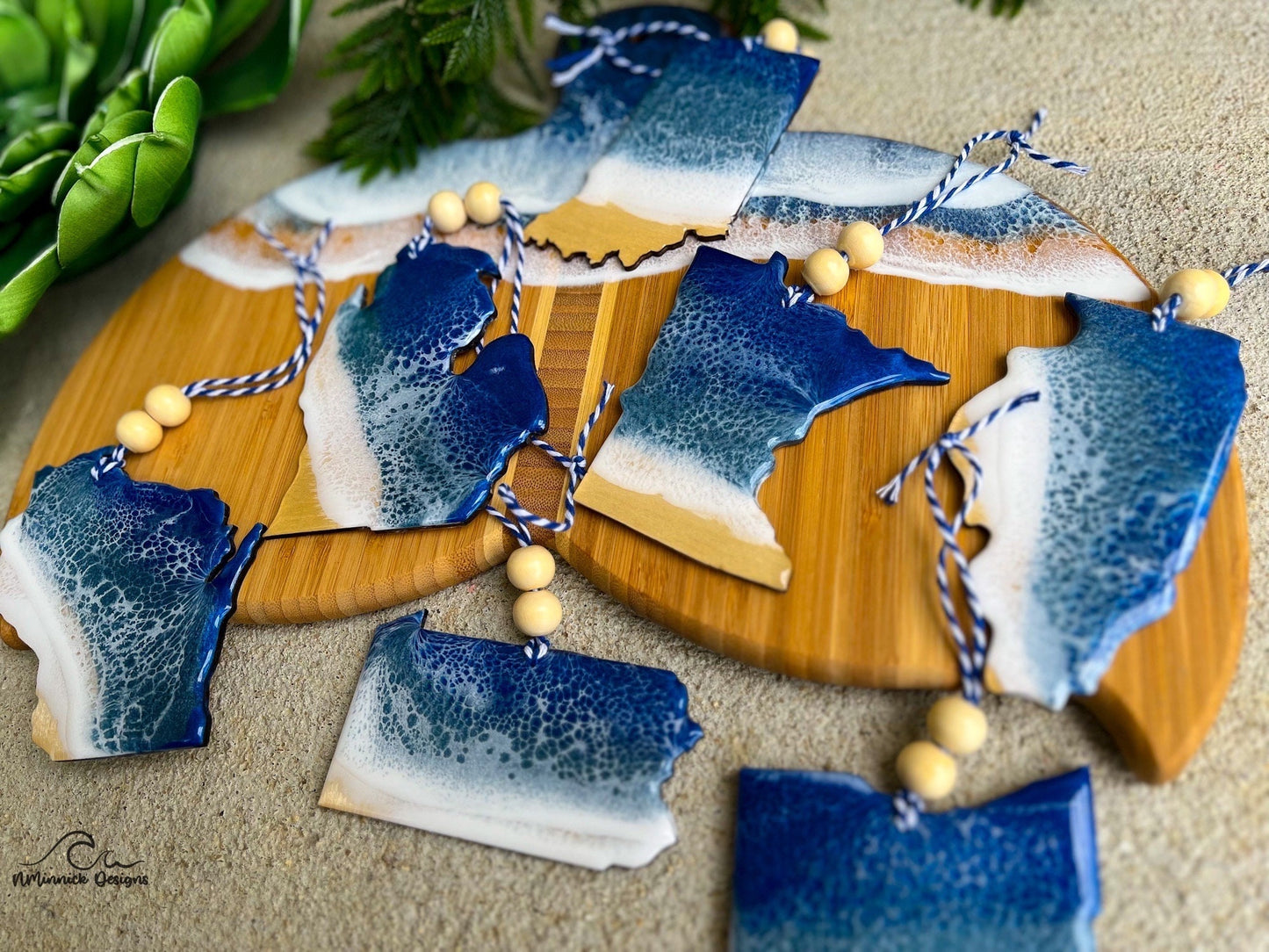 Indiana State Lake Resin Christmas Ornament