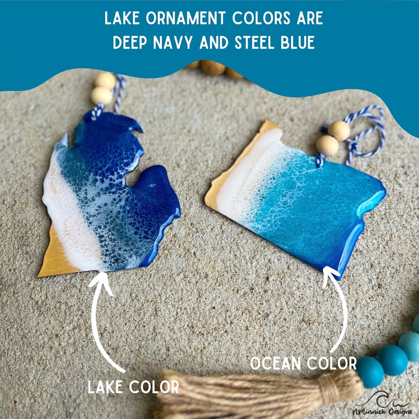 Michigan State Lake Resin Christmas Ornament