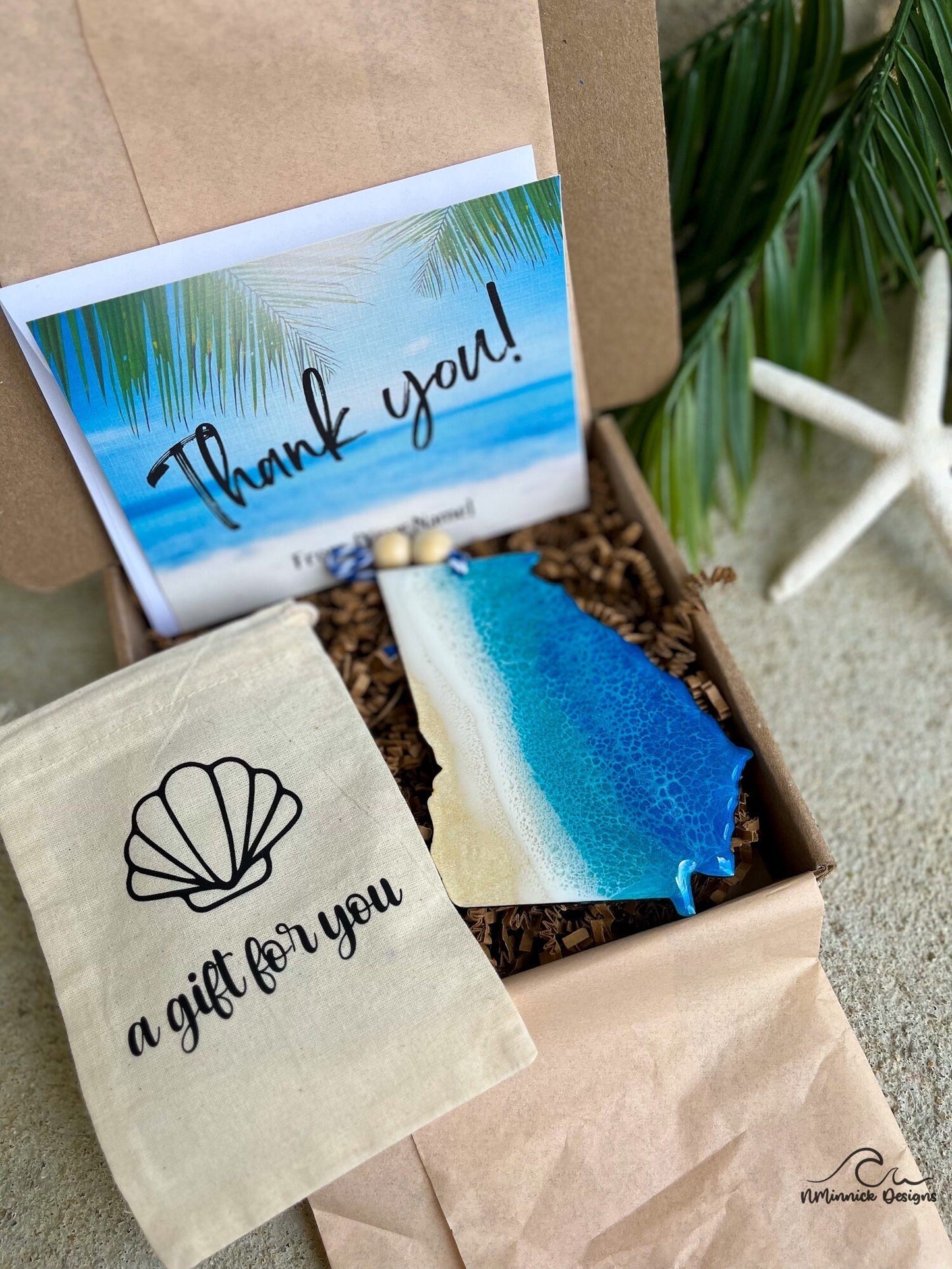 Georgia Ocean Ornament Gift Box with Keepsake Ornament Gift Bag and Custom Card