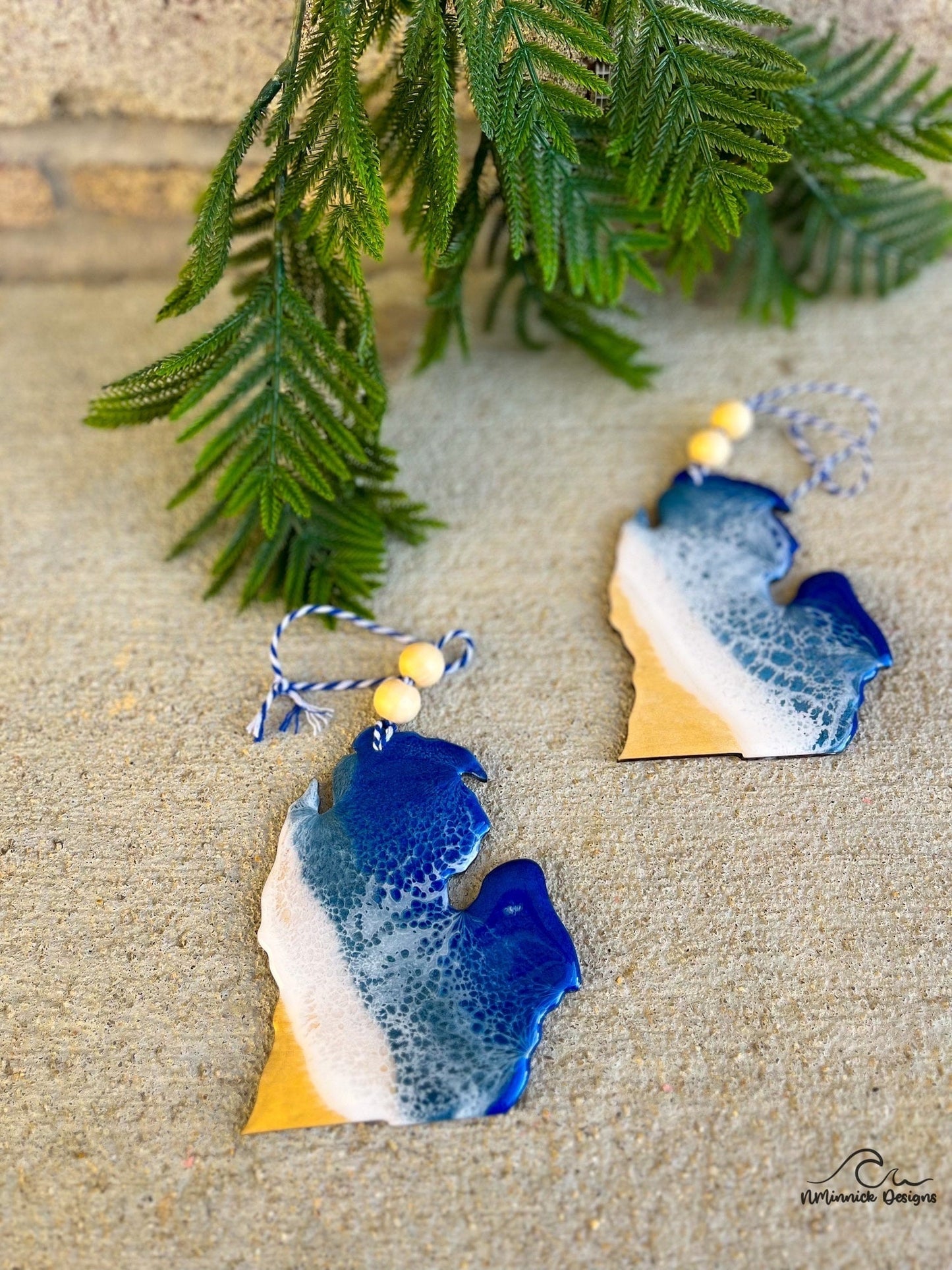 Michigan State Lake Resin Christmas Ornament