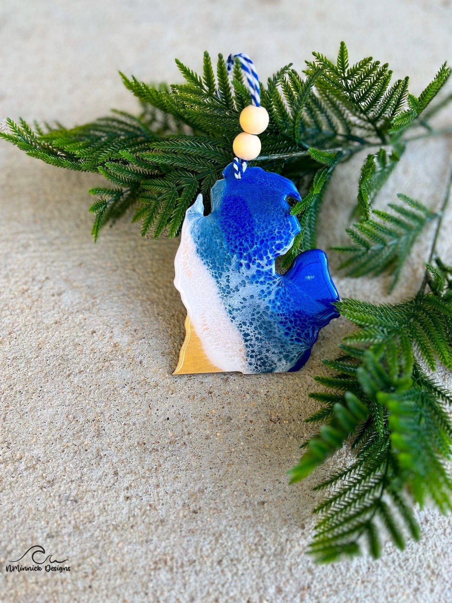 Michigan State Lake Resin Christmas Ornament