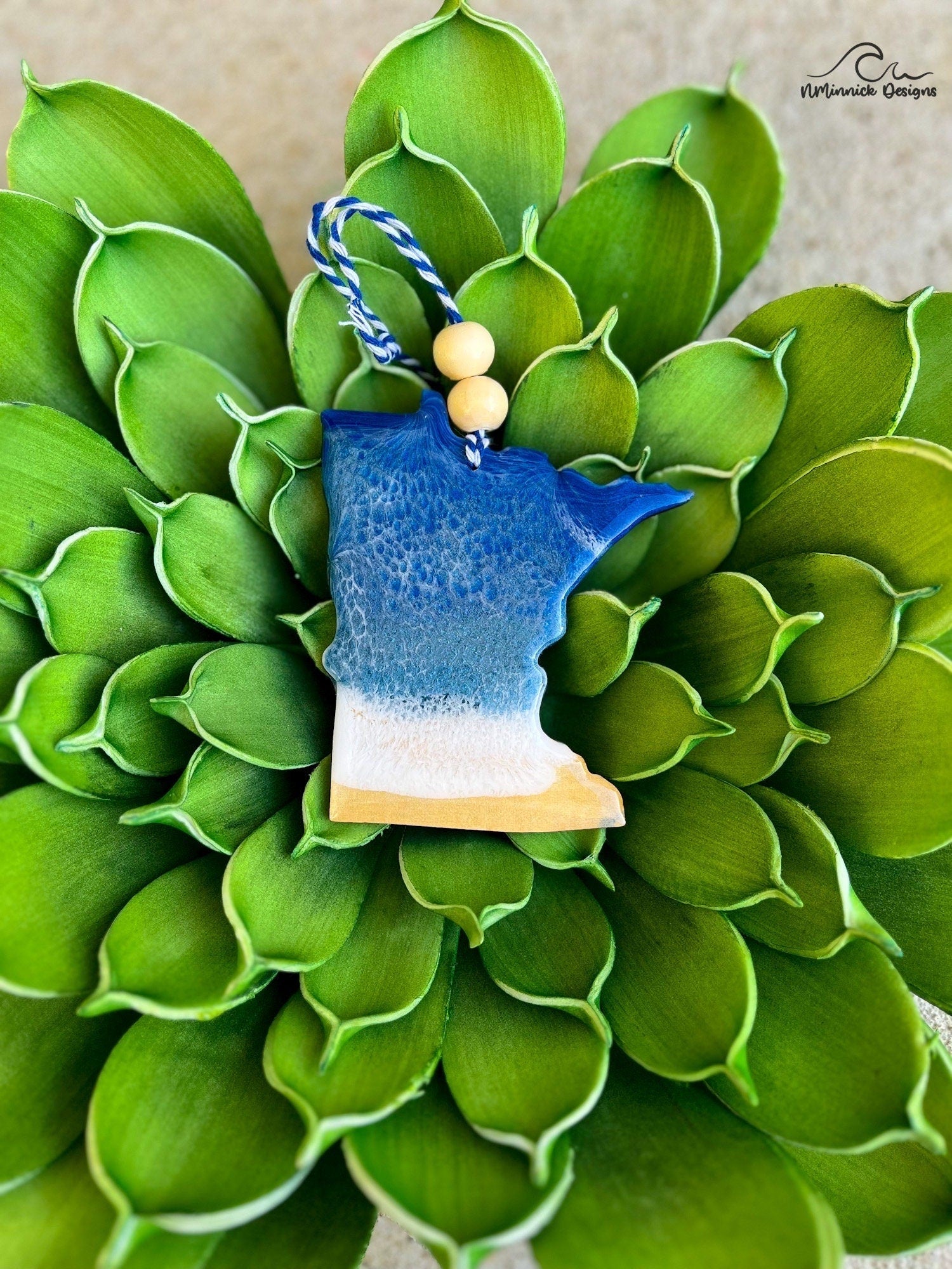 Minnesota State Lake Resin Christmas Ornament