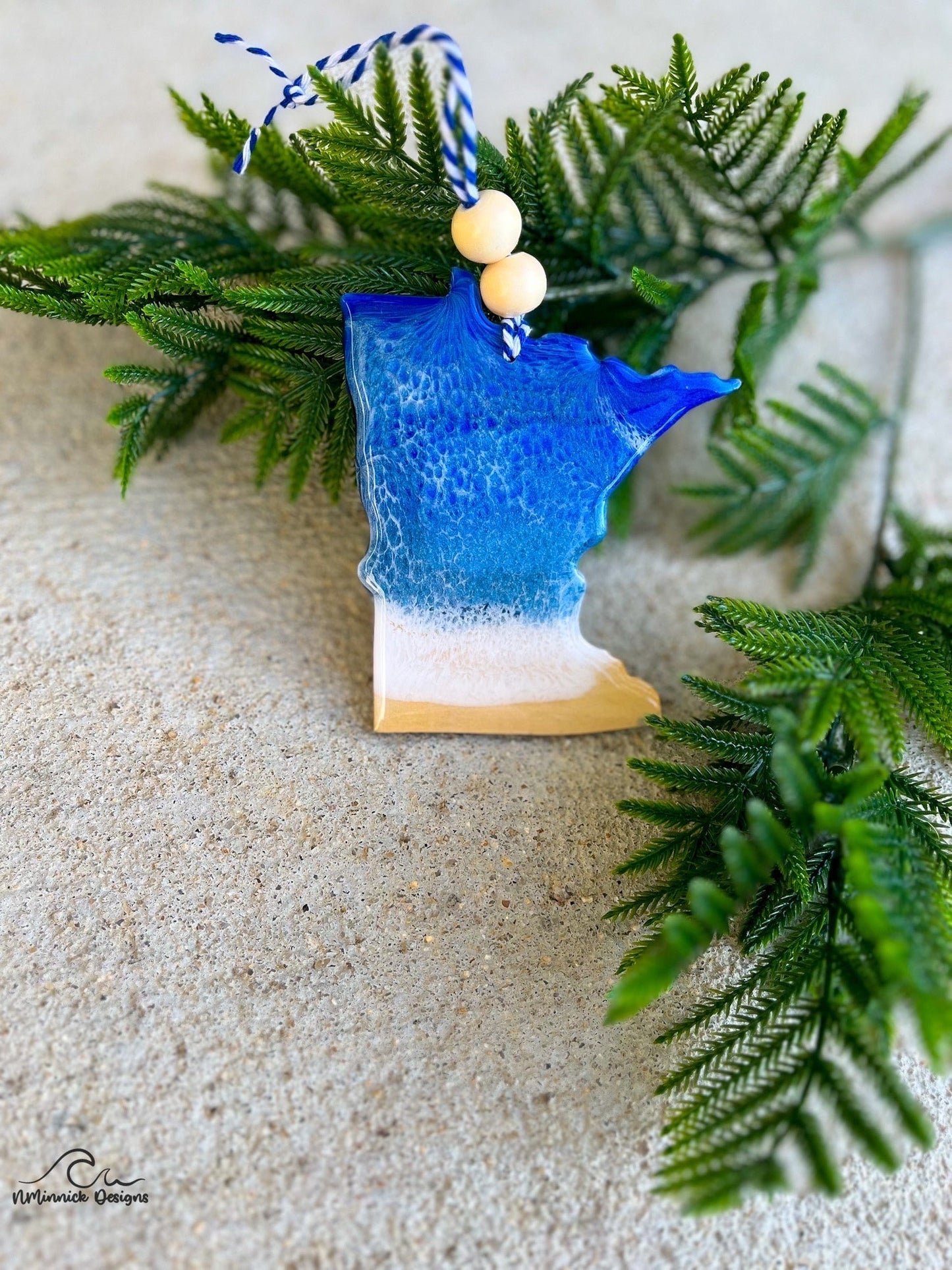 Minnesota State Lake Resin Christmas Ornament