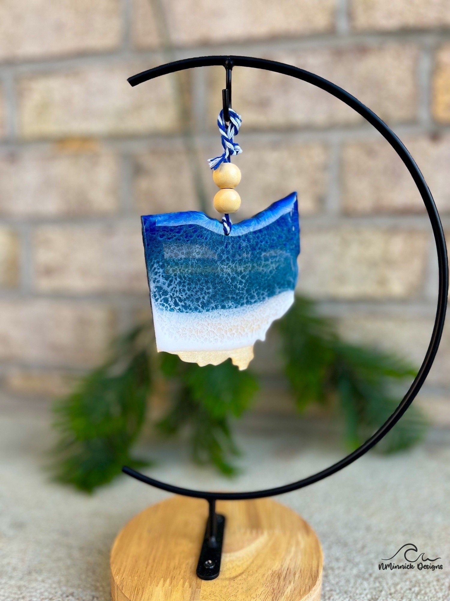 Ohio State Lake Resin Ornament, Handmade Christmas Ornaments, Wood and Resin, Lake House Decor, Lake Erie, Secret Santa Gift, Realtor Gifts