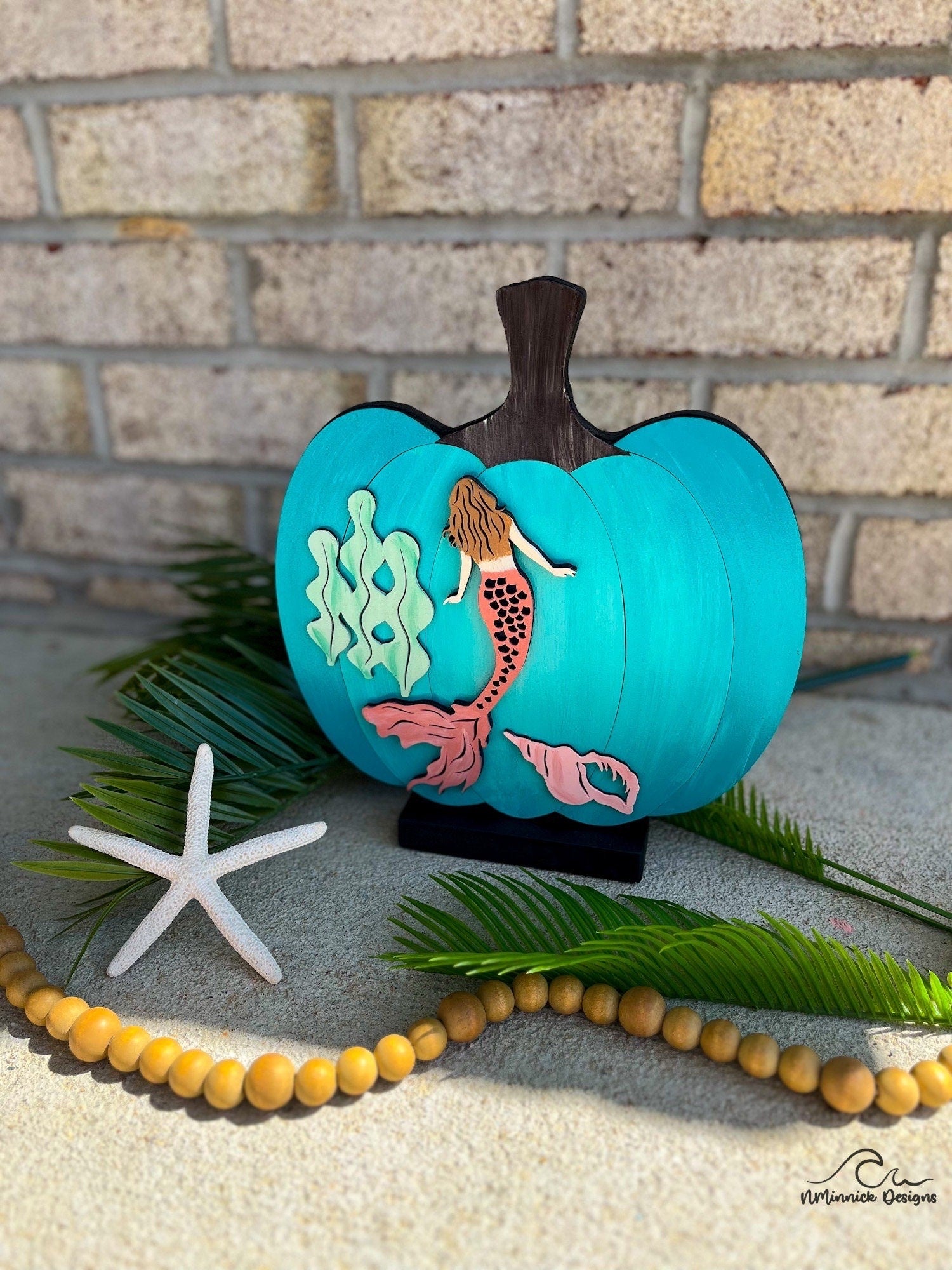 Coastal Pumpkin Fall Table Decor - Mermaid