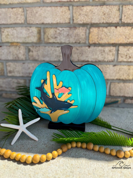 Coral Reef Shark Coastal Wood Pumpkin