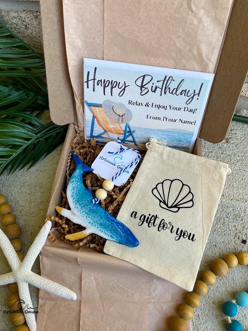 Humpback Whale Ornament Gift Box with Keepsake Ornament Gift Bag and Custom Card