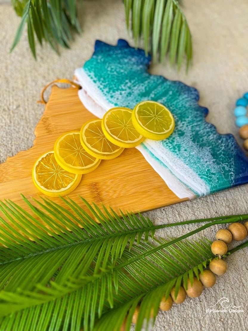 Virginia Beach Resin Bamboo Serving Board