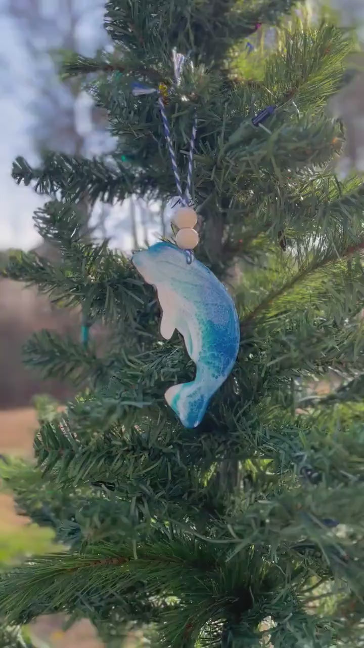 Manatee Ornament with Gift Bag and Custom Card, Manatee Gifts, Sea Life Ornament, Sea Creature Ornament, Coastal Christmas