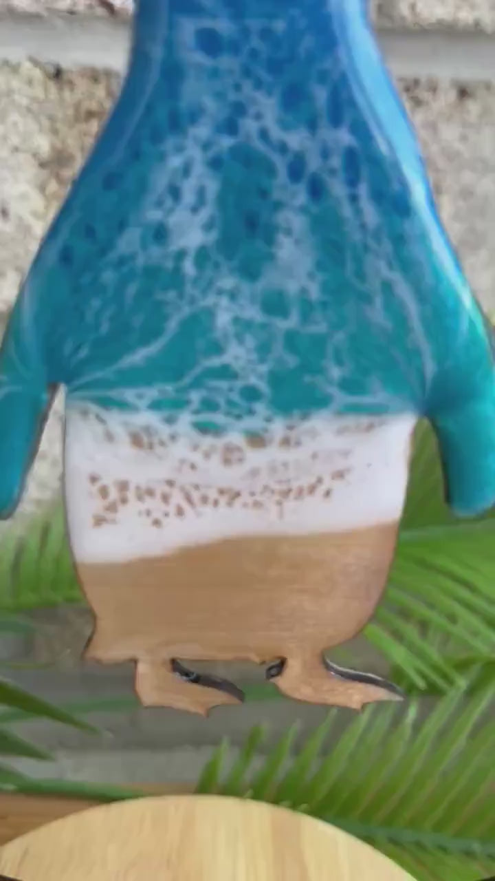 Penguin Ocean Resin Ornament | Coastal Christmas Ornament | Penguin Gift | Ocean Lover Gift | Beach House Decor | Winter Coastal Decor